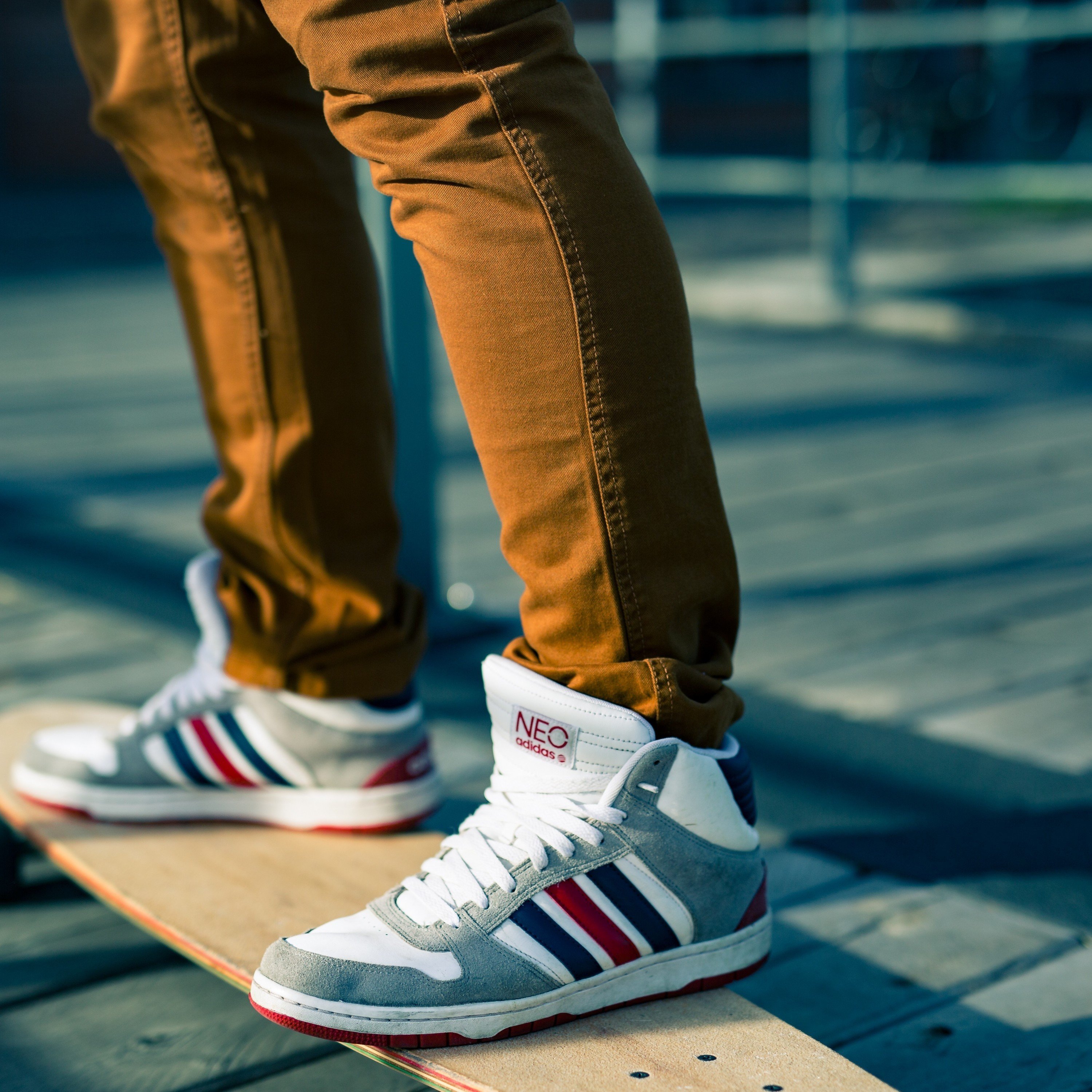 Download 3000x3000 Skateboard, Adidas Shoes, Focused Wallpaper