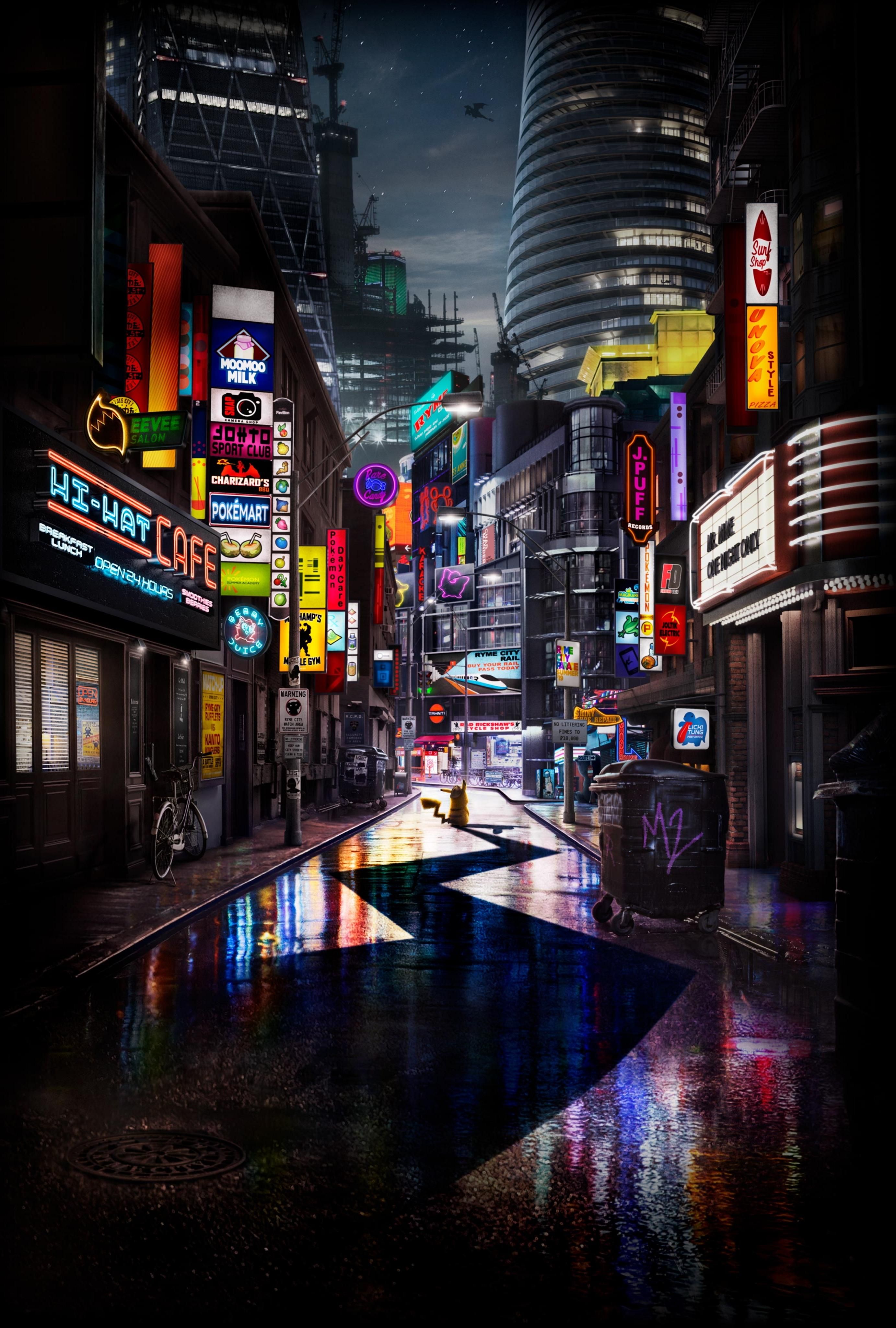 Detective Pikachu Textless Poster [2765 x 4096]. Cityscapes