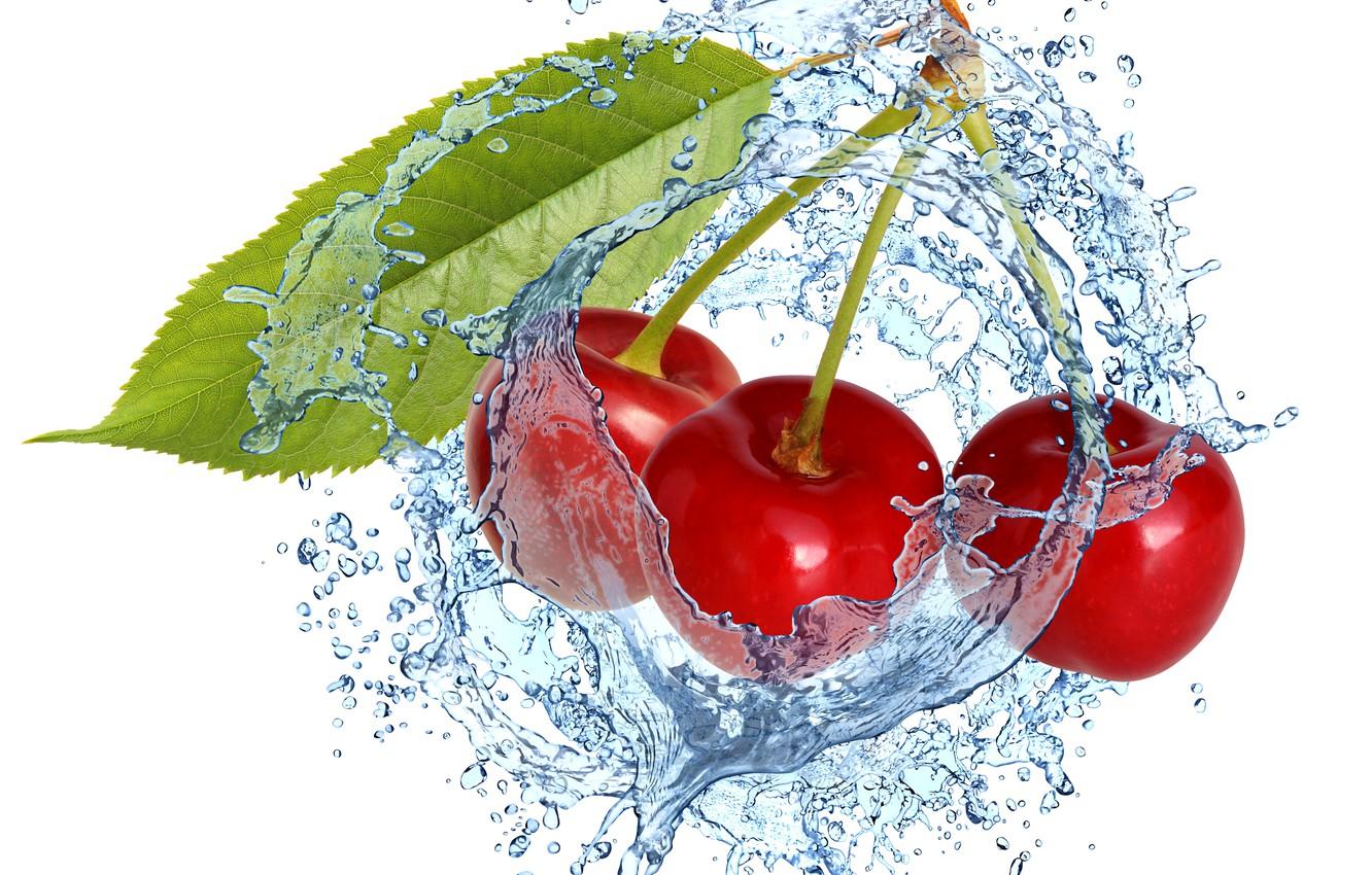 Wallpaper water, squirt, cherry, berries, fresh, cherry, water