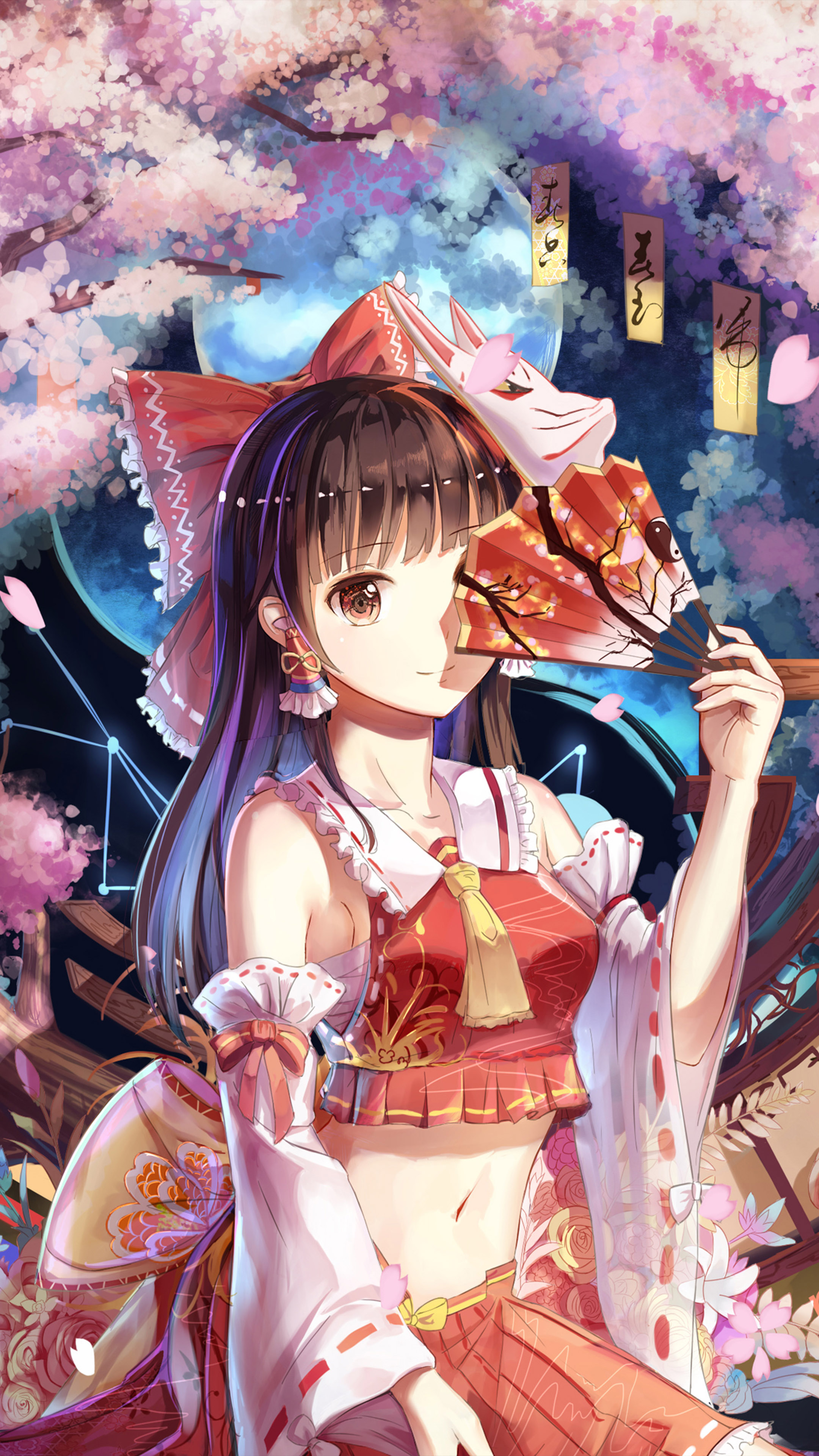 Reimu Hakurei Anime Girl 4K Ultra HD Mobile Wallpaper