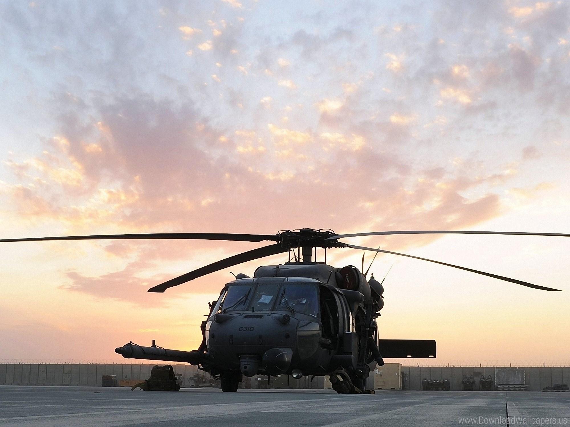 Helicopter, Hh 60g, Pave Hawk, Sh Sikorsky, Sunset, The Blade