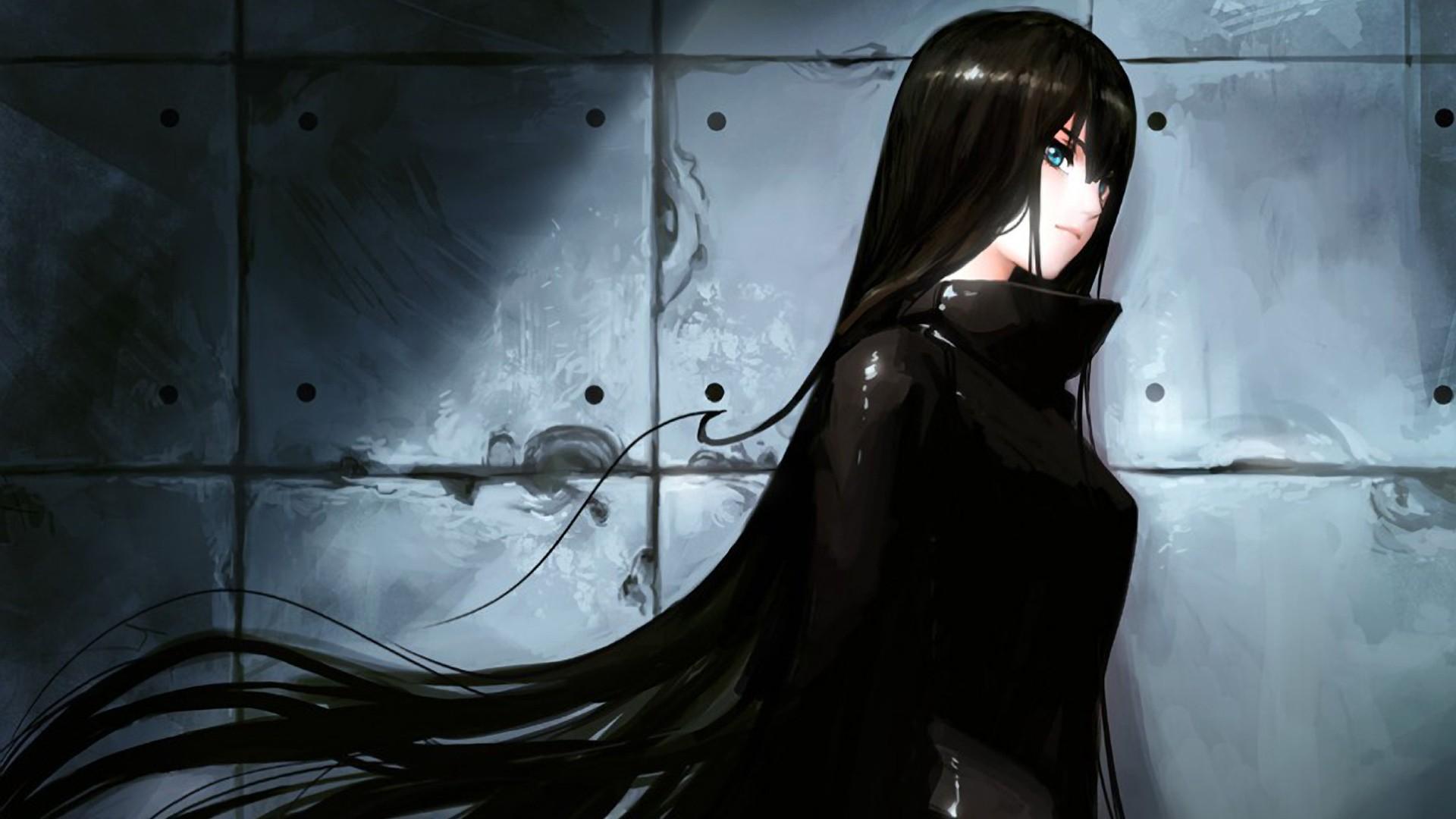 anime girl with long black hair