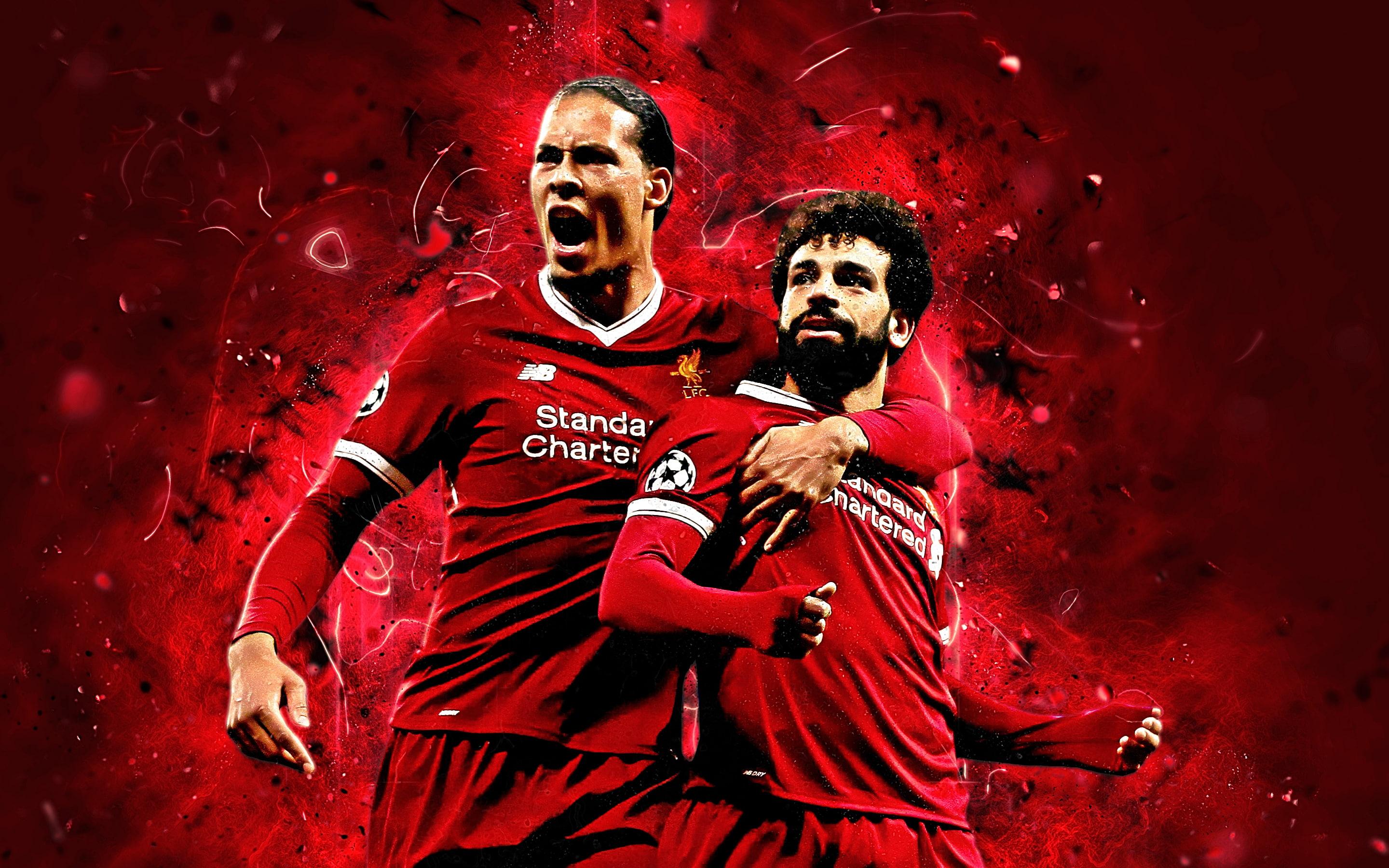 HD wallpaper: Soccer, Liverpool F.C., Mohamed Salah, Virgil van Dijk