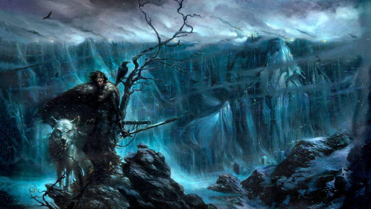 Artwork Direwolves fantasy Art Game Of Thrones Jon Snow Nights Watch