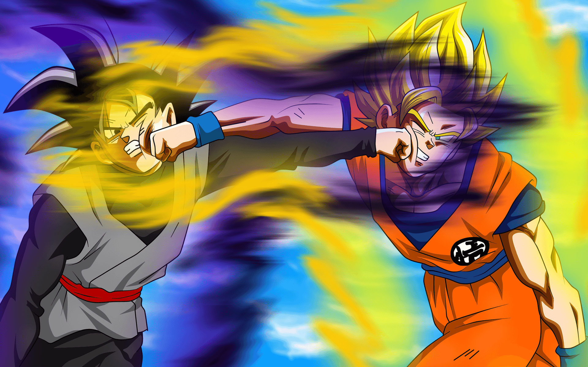 Download wallpaper Goku Black vs Goku SSJ DBS, Dragon Ball