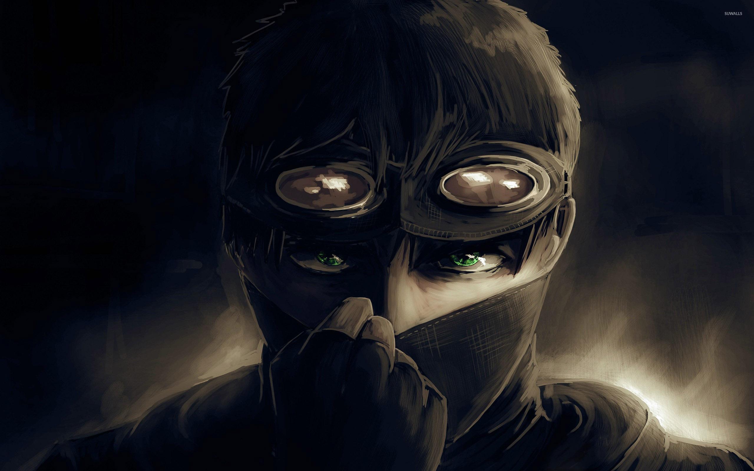 Green eyed man with mask wallpaper Art wallpaper