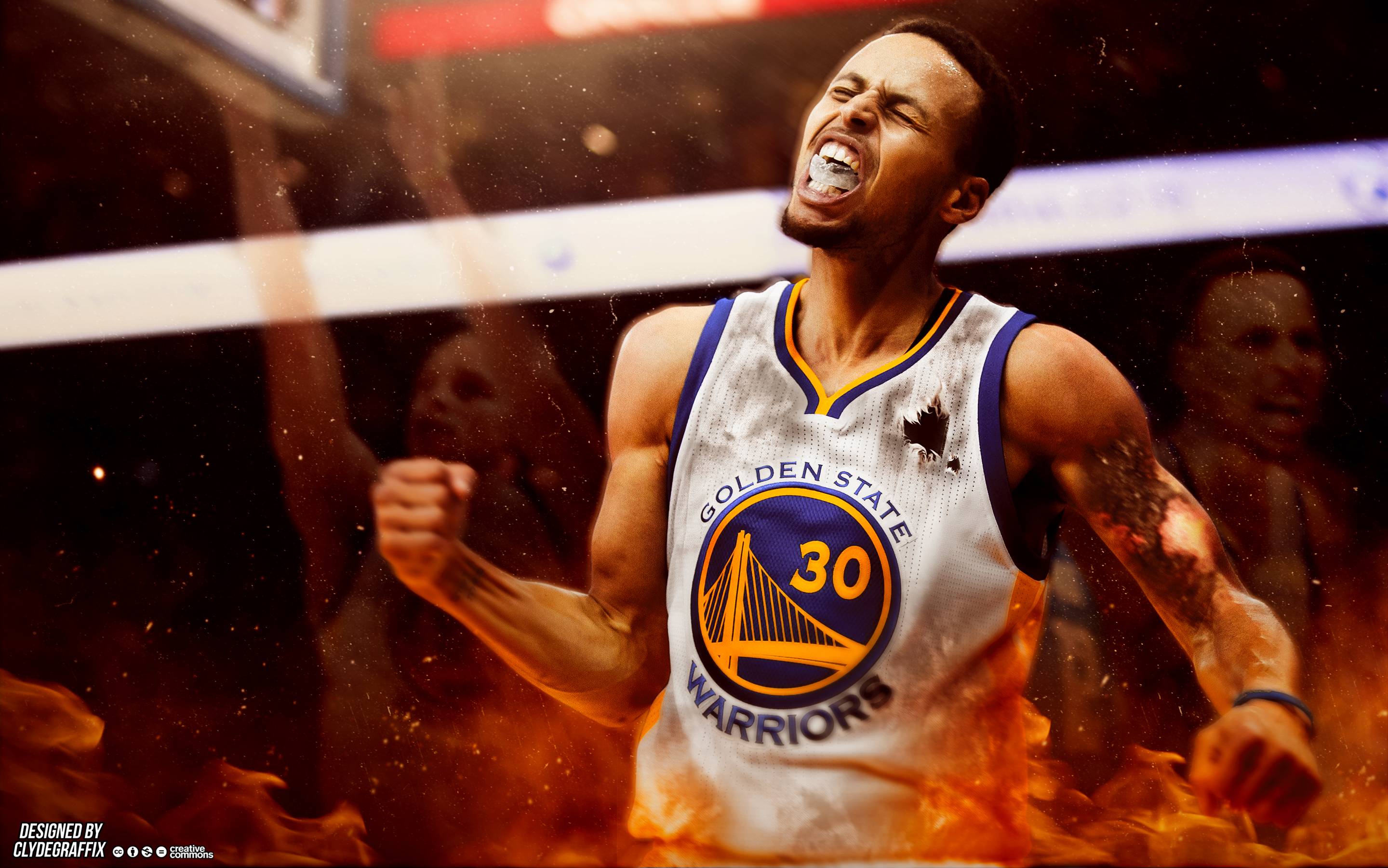 Steph Curry with the. Fire, boi? New wallpaper I made, hope you