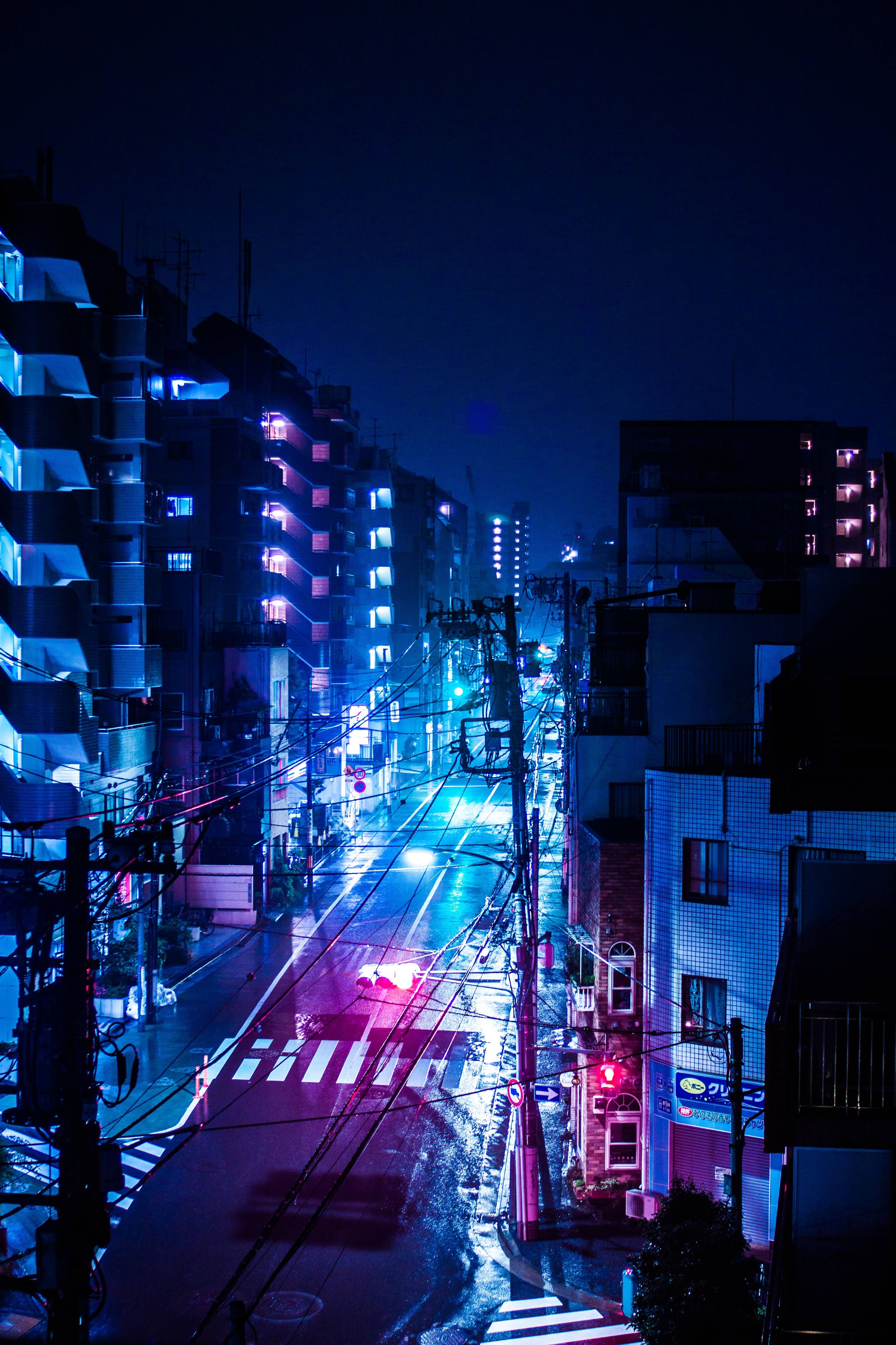 A rainy night in Tokyo, Japan. Retrowave Futurism in 2019