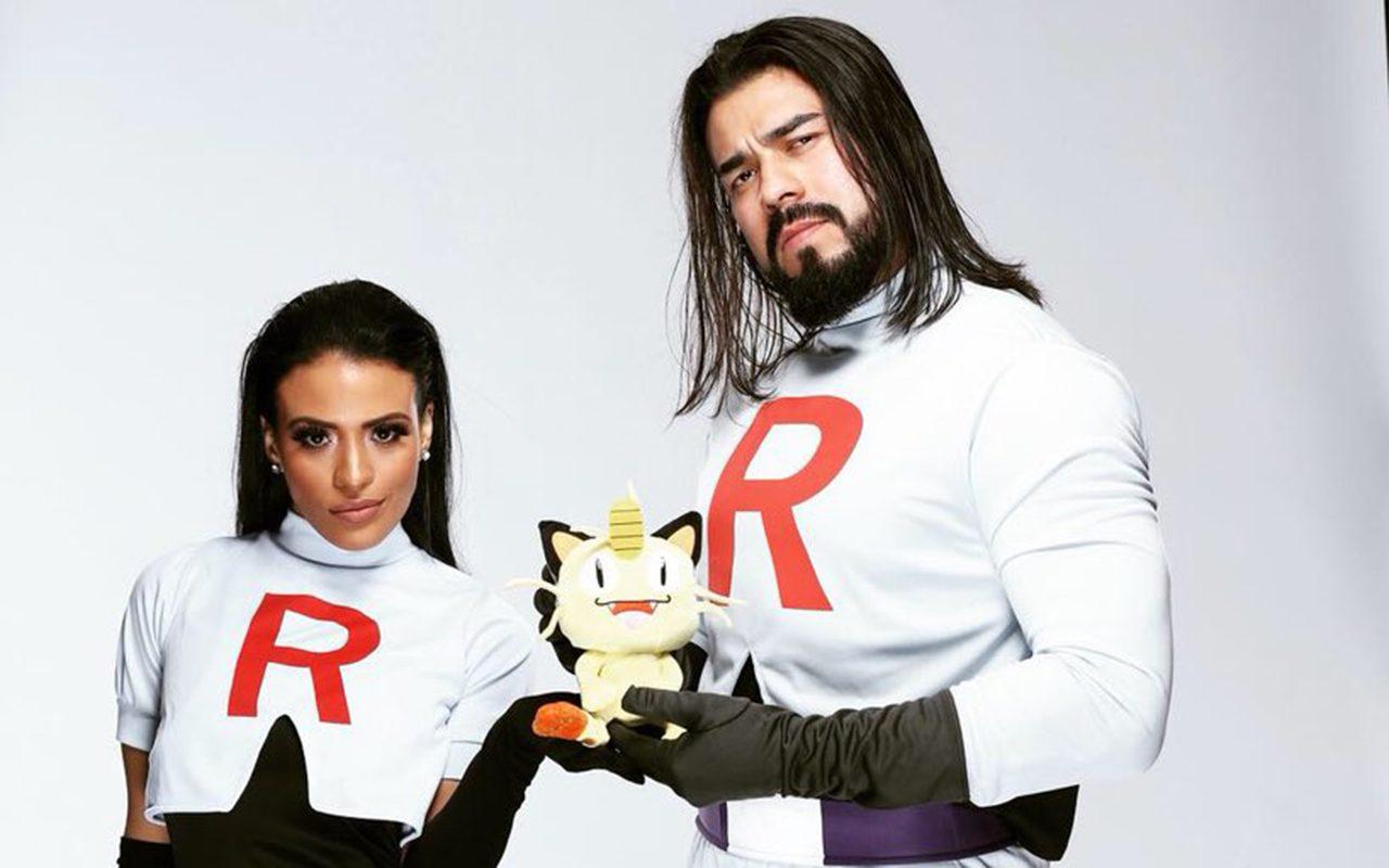 WWE's Andrade Cien Almas and Zelina Vega Cosplay Pokemon's Team Rocket