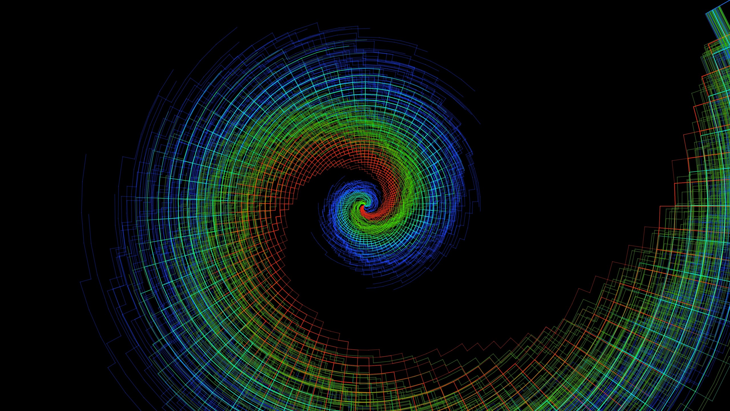 Download wallpaper 2560x1440 spiral, colorful, funnel, twisted