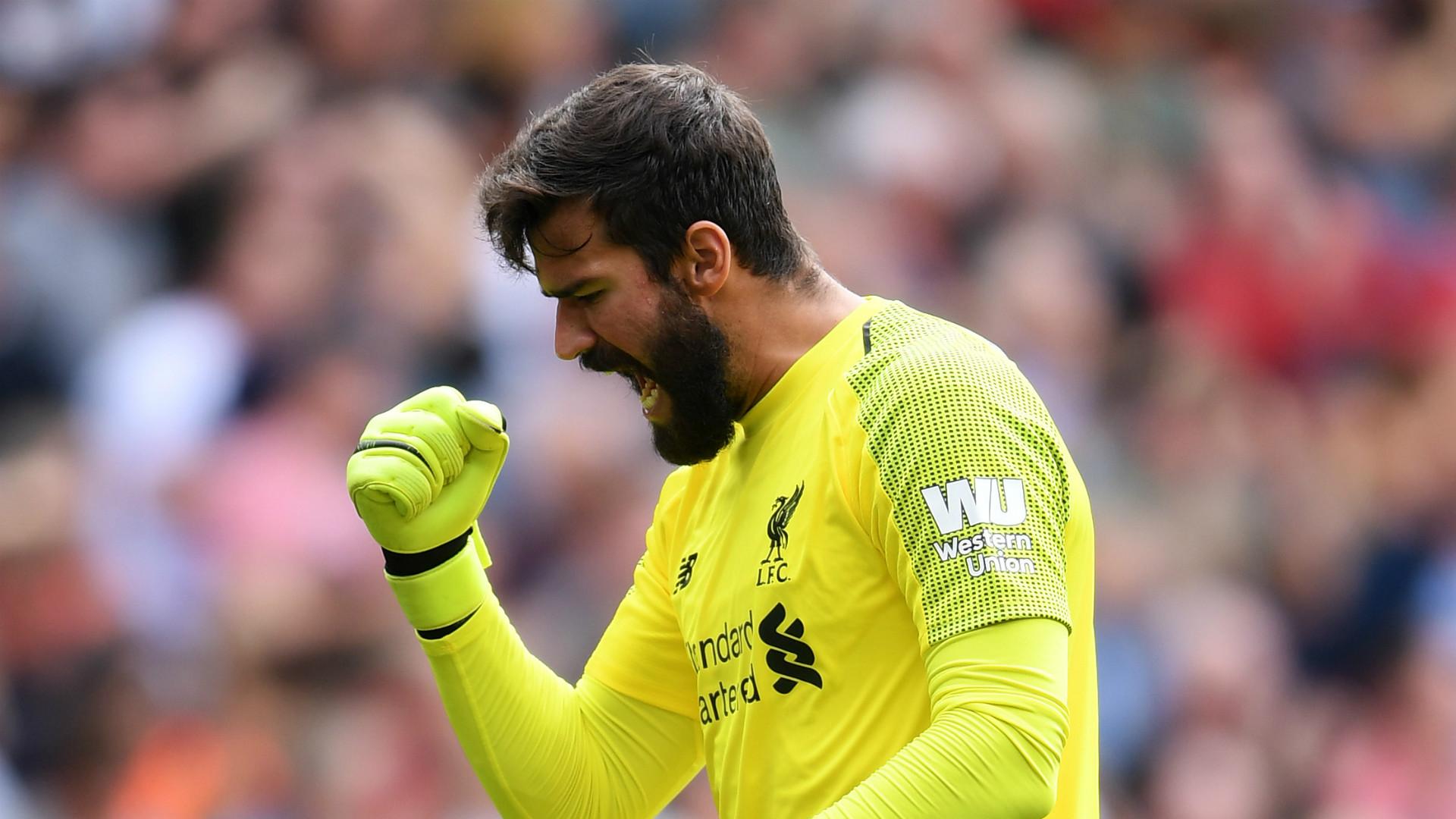 Download Alisson Becker Neon Green Liverpool Jersey Wallpaper