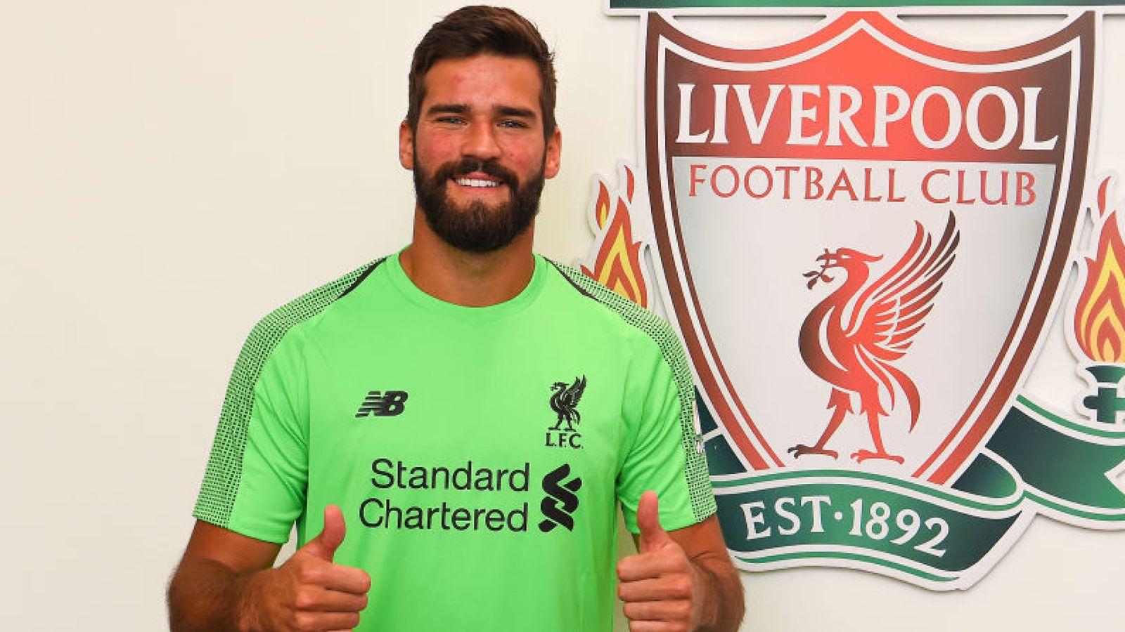 Download Alisson Becker Neon Green Liverpool Jersey Wallpaper