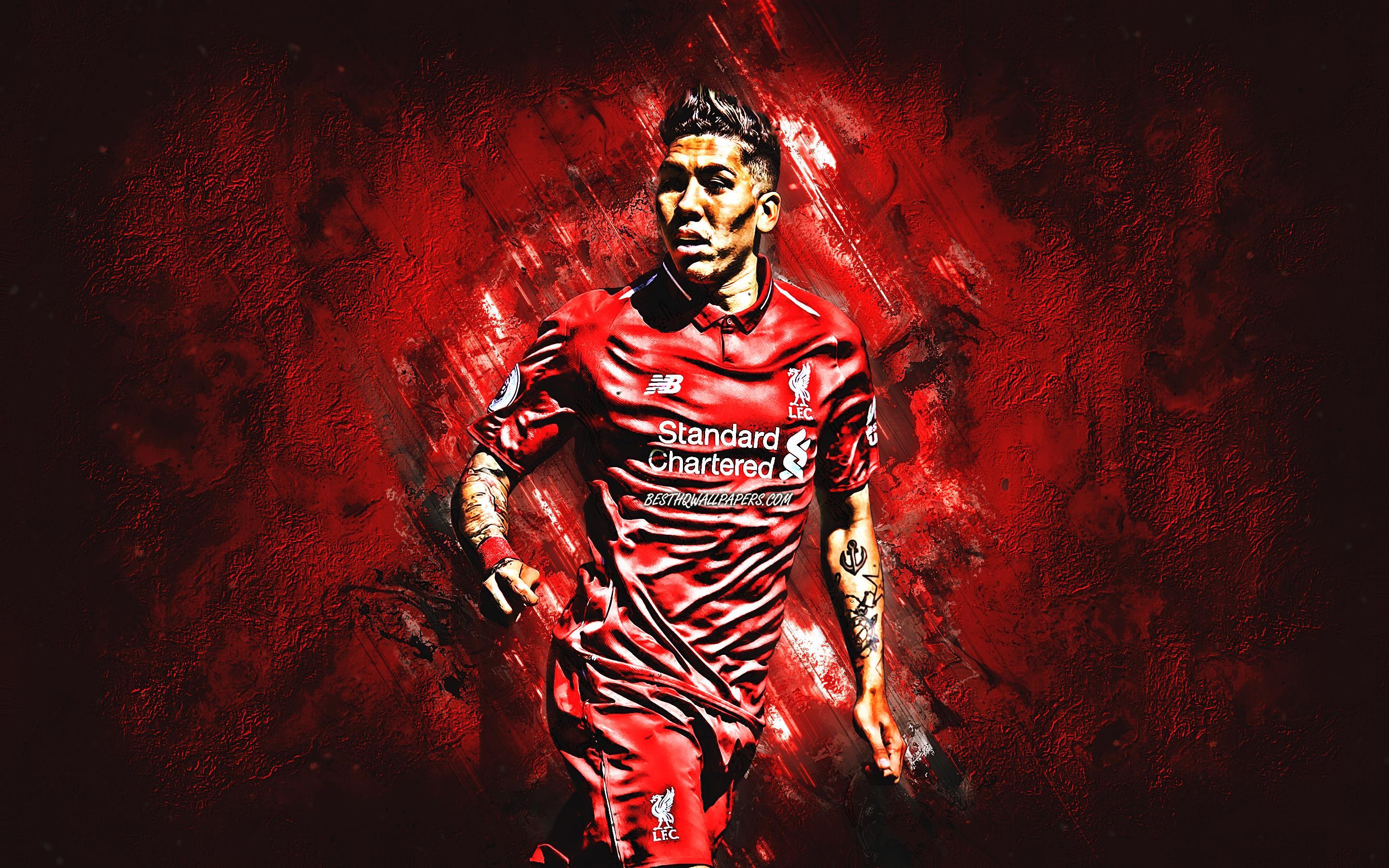 Download wallpaper Roberto Firmino, Liverpool FC, midfielder, joy