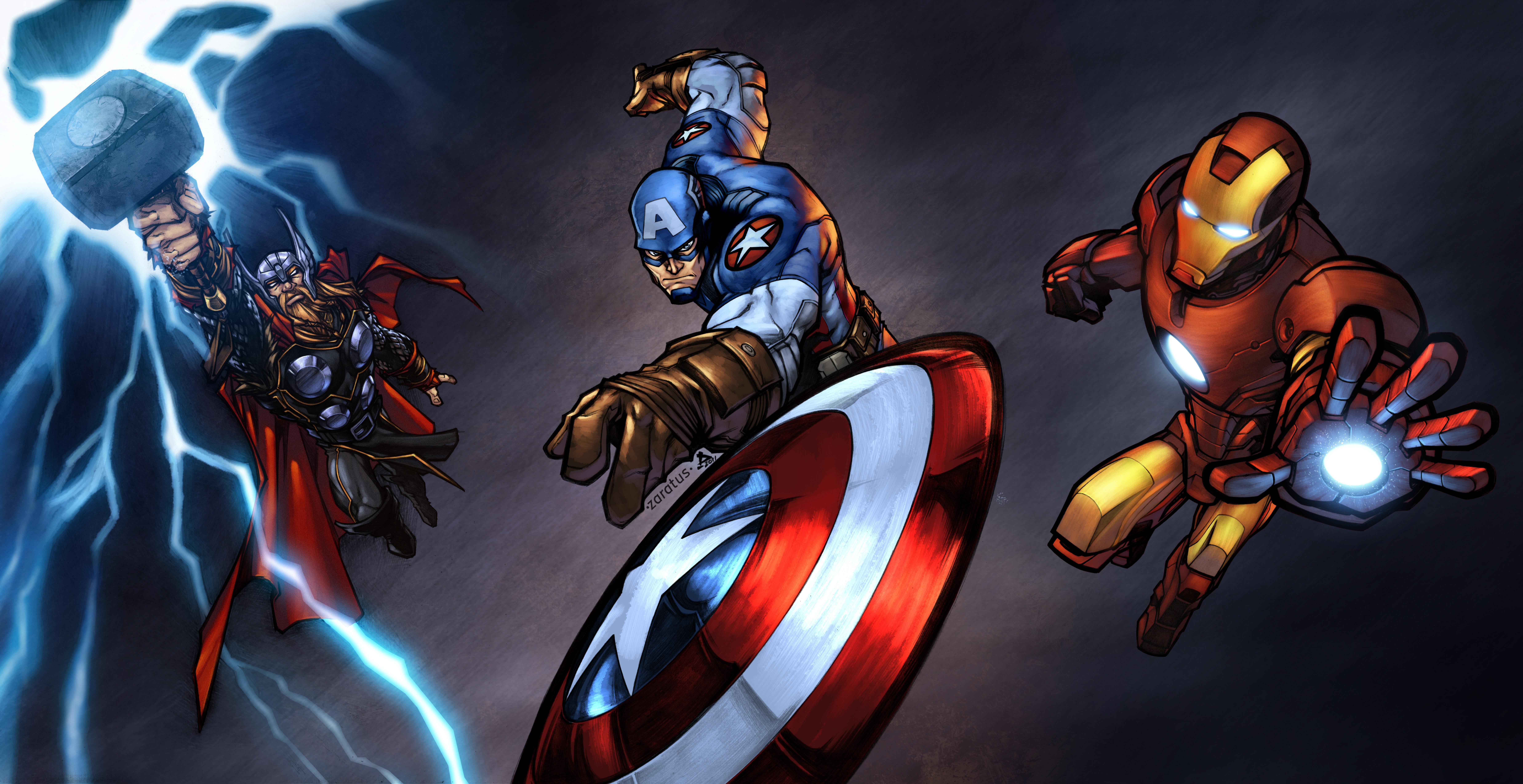 Wallpaper Thor, Captain America, Iron Man, Superheroes, Marvel