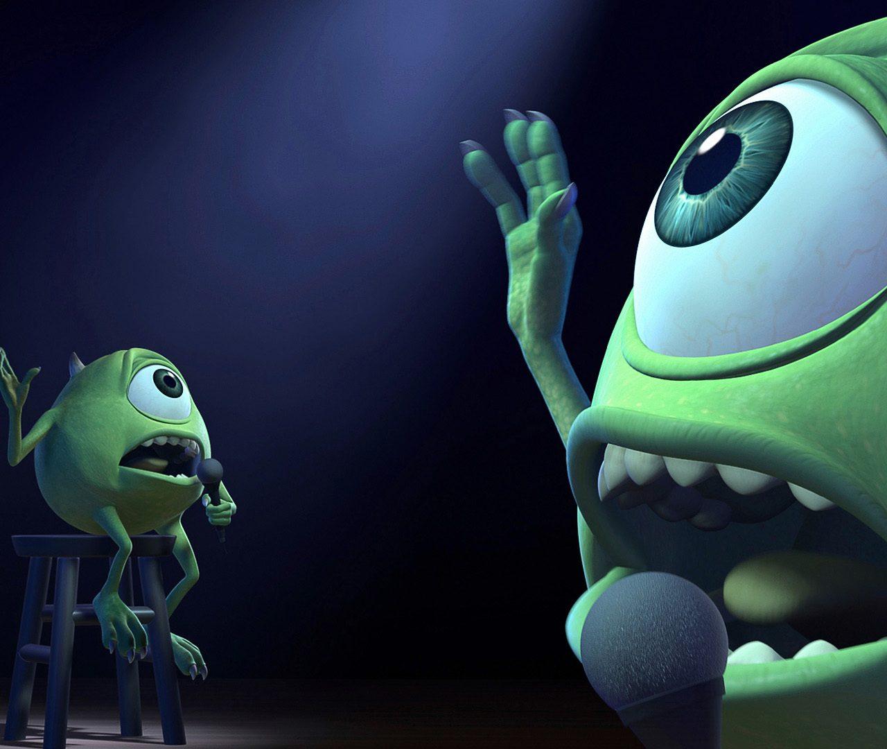 HD Wallpaper Of Mike Wazowski Singing On A Stool In Monsters Inc