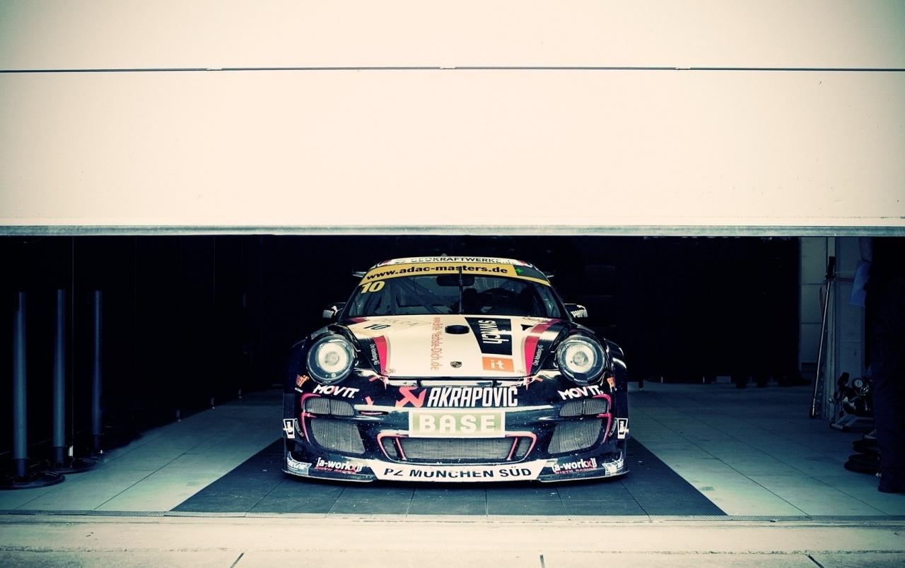 Racing Porsche in the Garage wallpaper. Racing Porsche in the Garage
