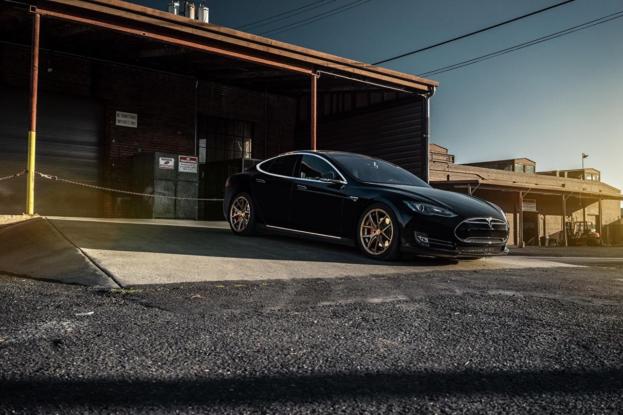 Wallpaper Tesla Motors Model S P85 Garage Black Cars