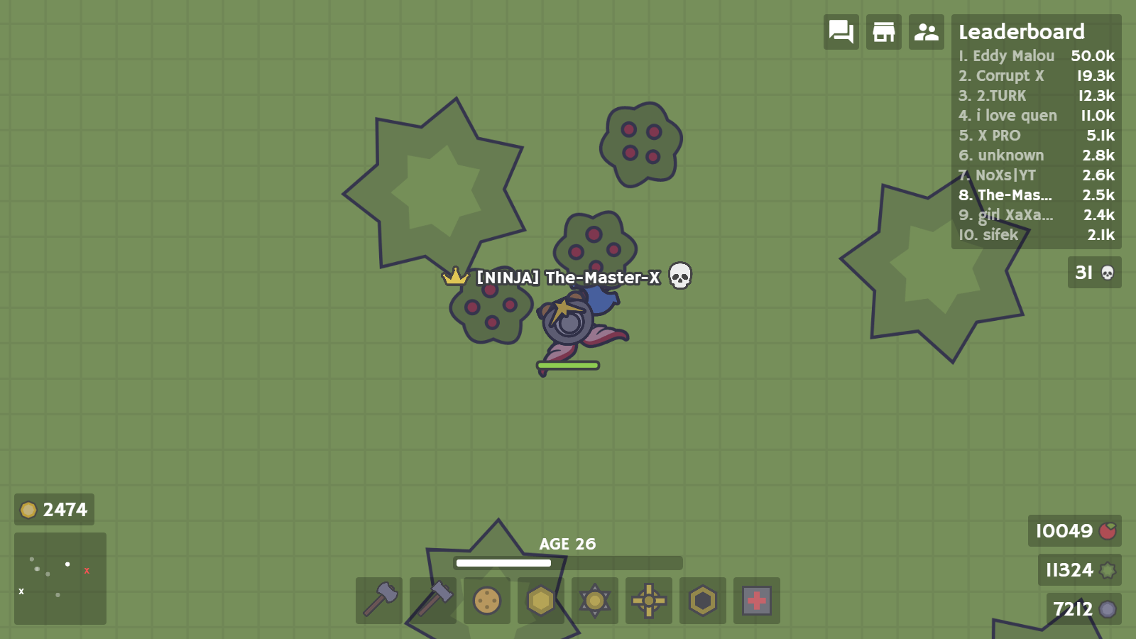 A moomoo.io score with a great build. I haven't played in a while