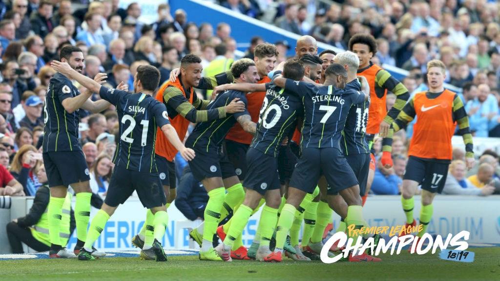 CHAMPIONS: City have retained the title with a win at Brighton City win Premier League title City FC City Premier League Champions 2019 Wallpaper