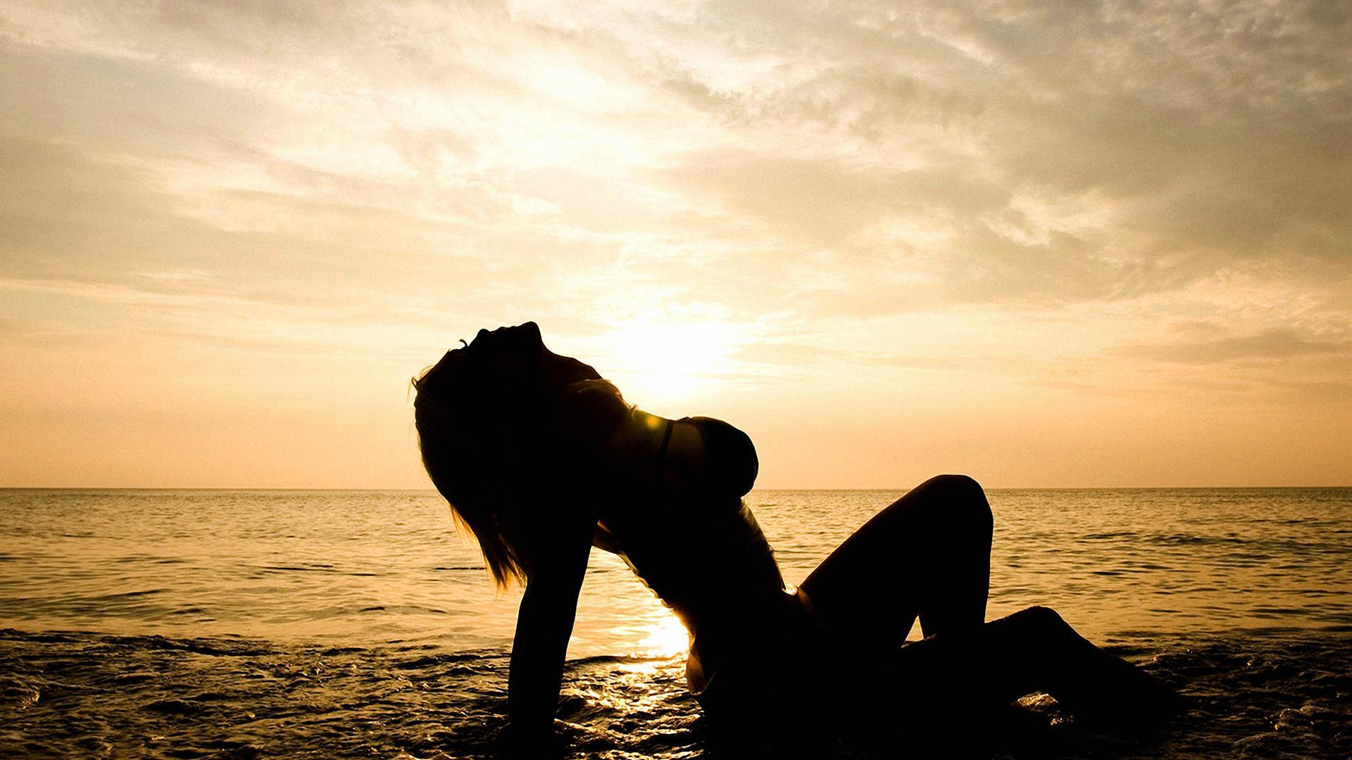sunset, susan wayland, girl, sea, the beach desktop