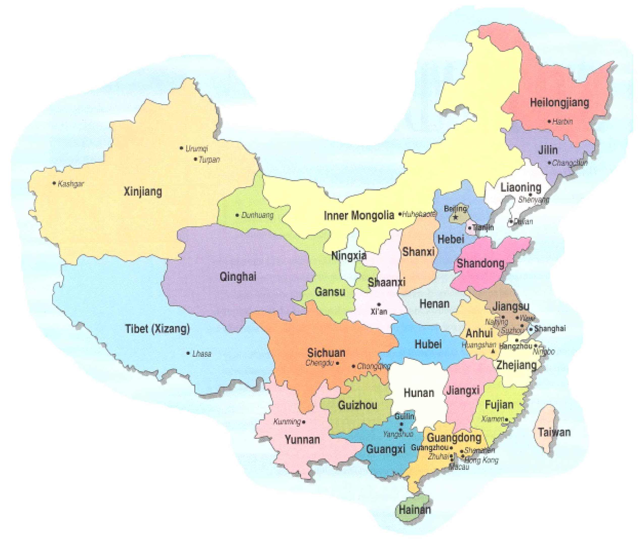 Map Of Provinces In China