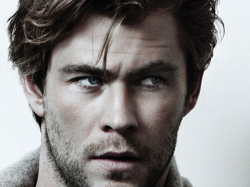Chris Hemsworth Face Close Up Black and White HD Wallpaper. Close