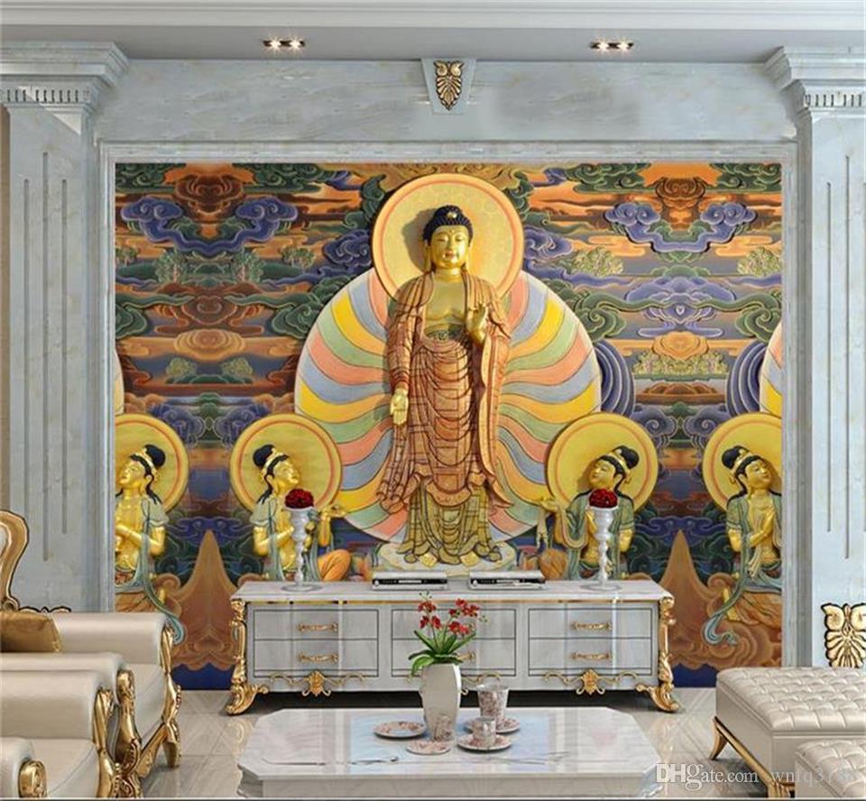 Custom 3D Photo Wallpaper Living Room Mural Temple Buddhist Culture