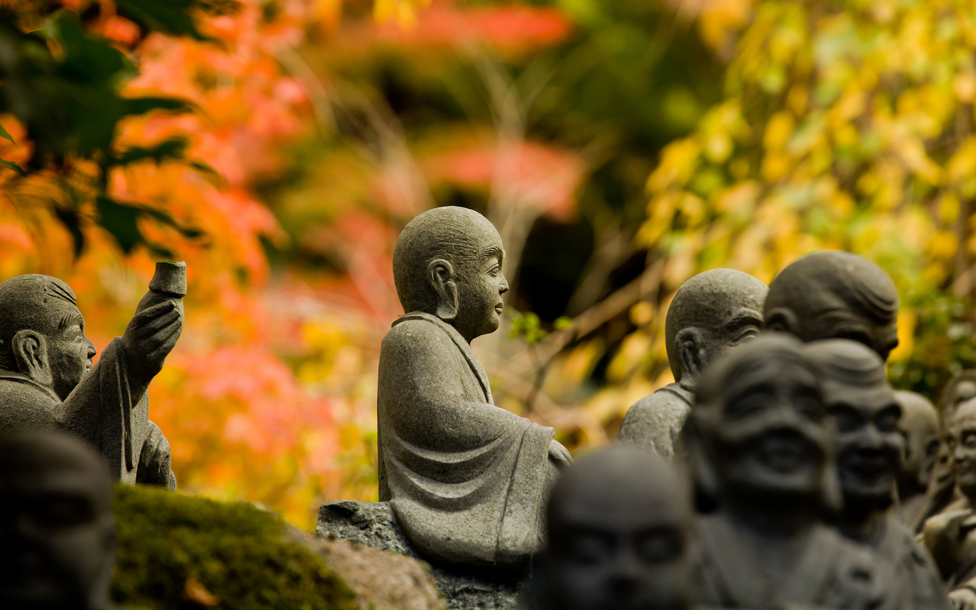 Miyajima Japan Temple Statues Shaka Nyorais disciples