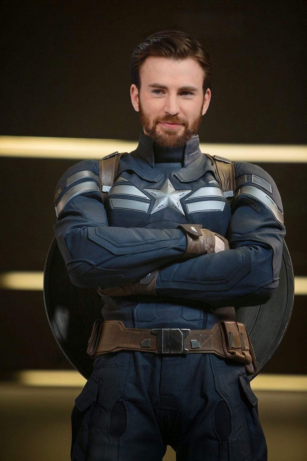 Bearded Chris Evans as Captain America. The Man Makes Me Smile