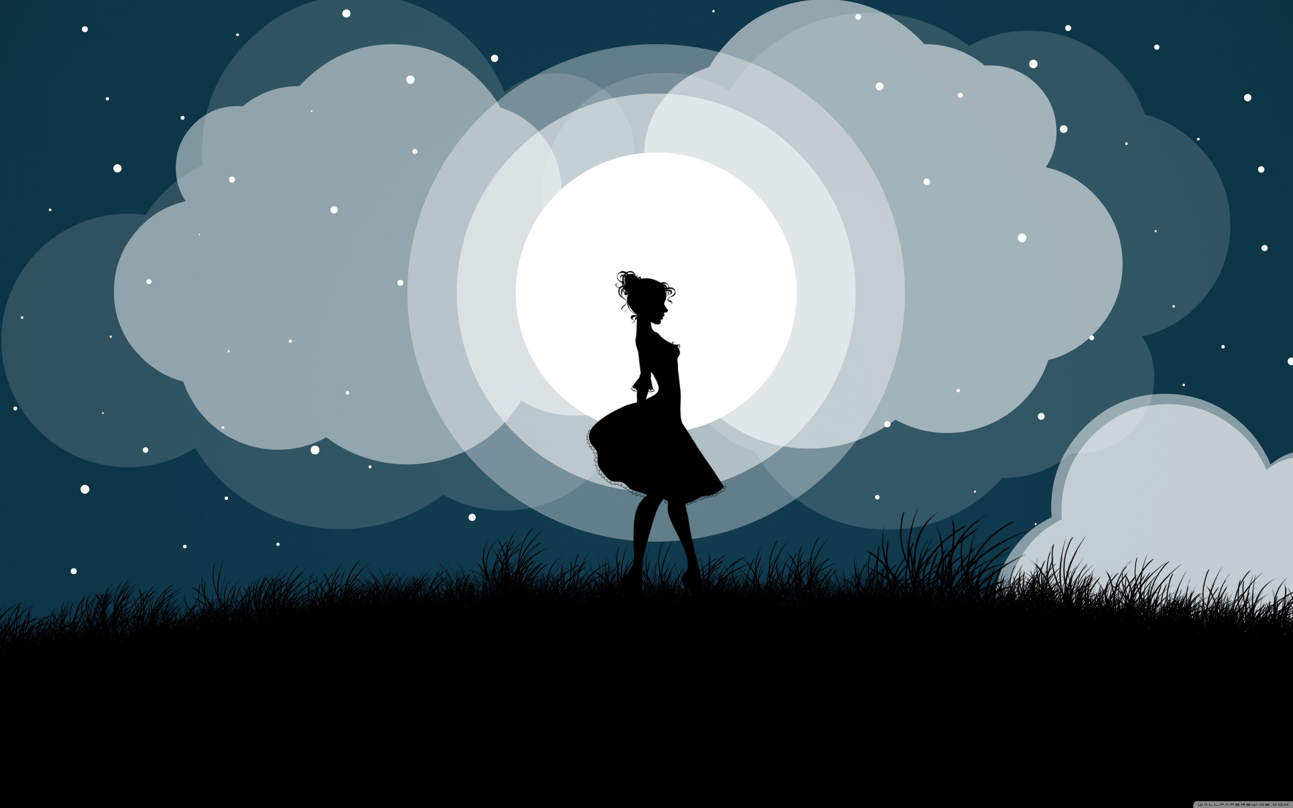 Moonlight and a Girl ❤ 4K HD Desktop Wallpaper for • Wide & Ultra