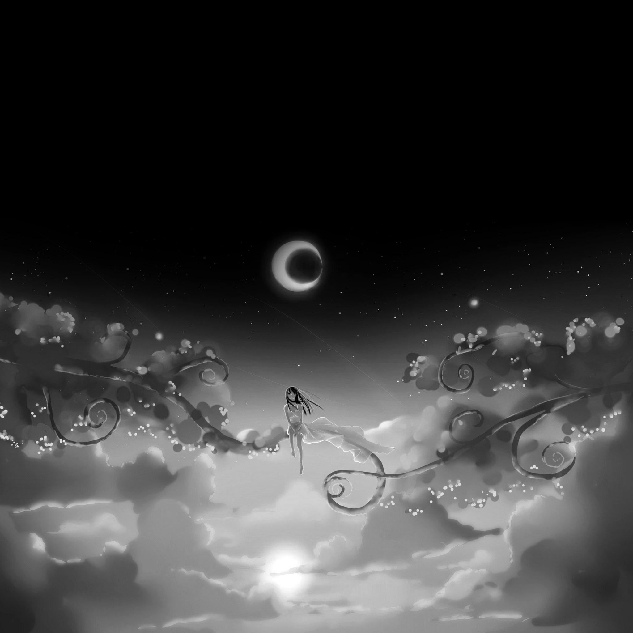 FREEIOS7. Anime Girl Dream Moon Black HD IPhone IPad