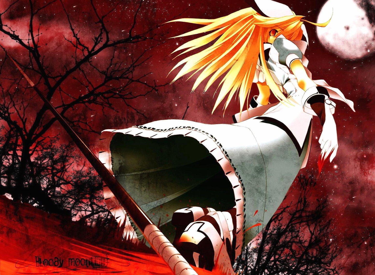 Girl and moon anime Wallpaper HD Download