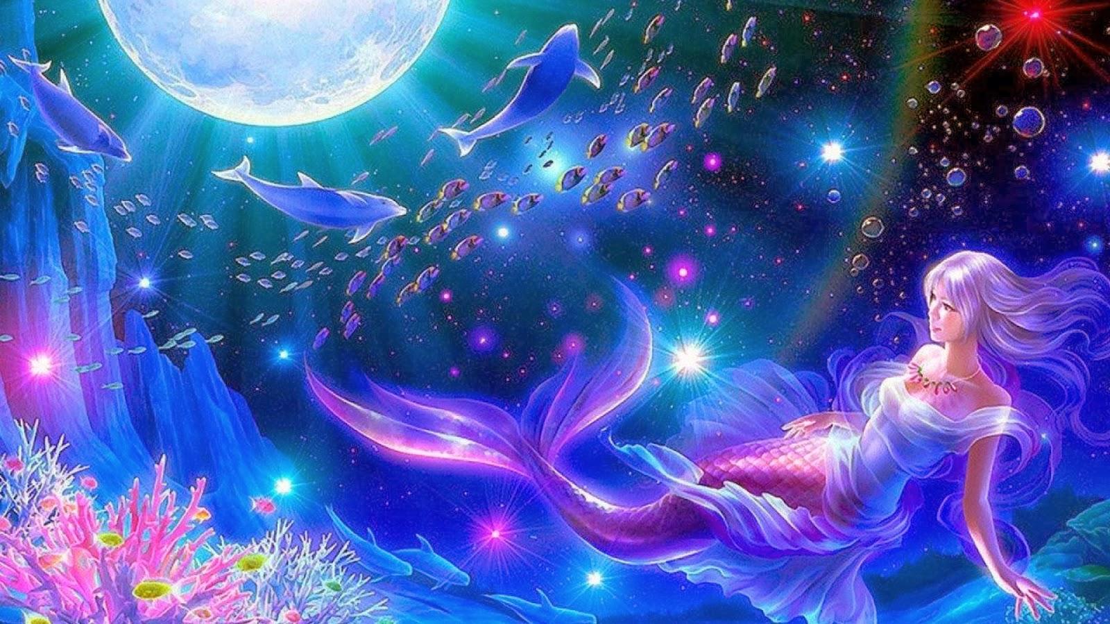 Mermaids Moonbeam Wallpaper