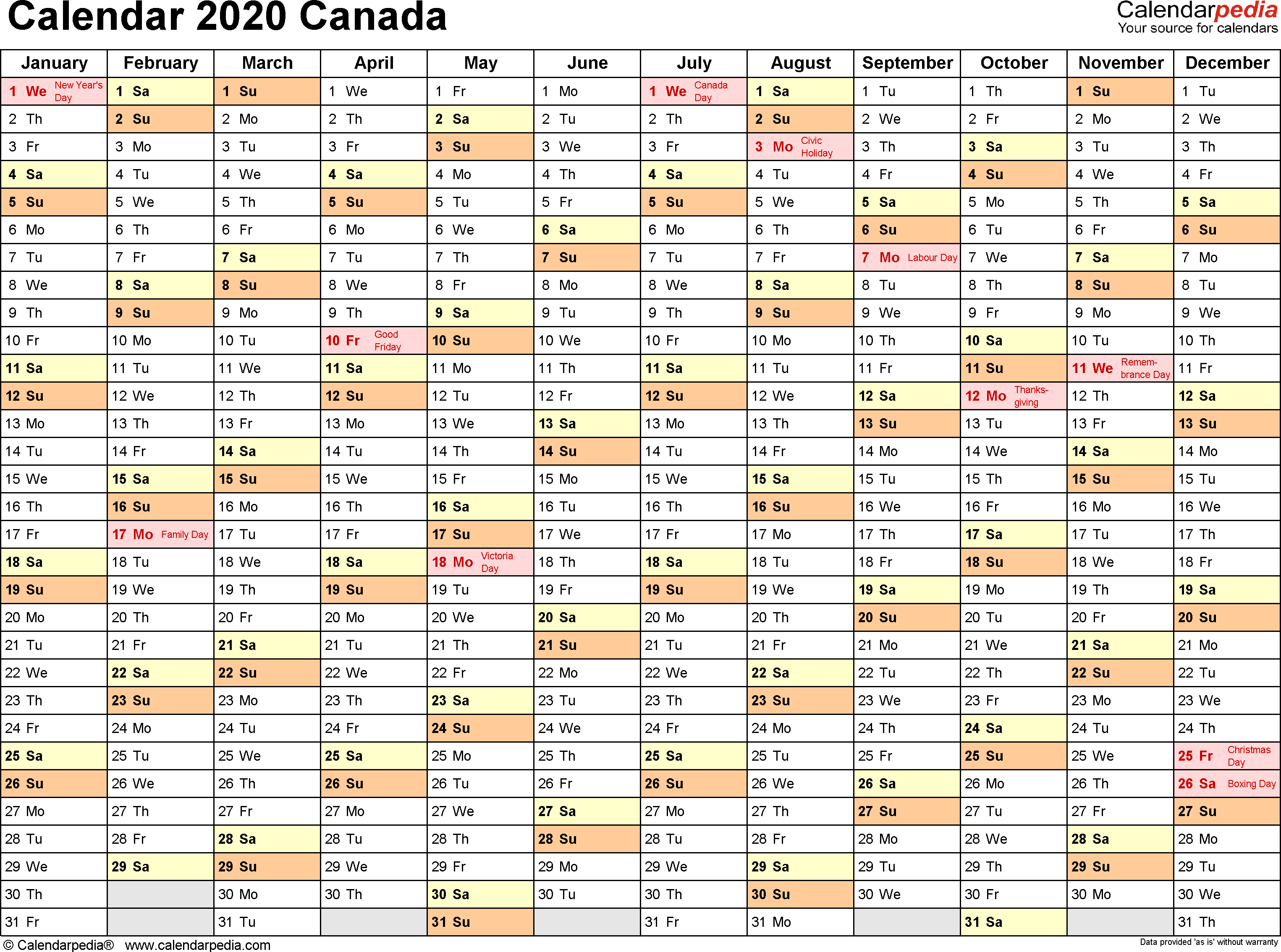 Group of Calendar 2020 Horizontal And