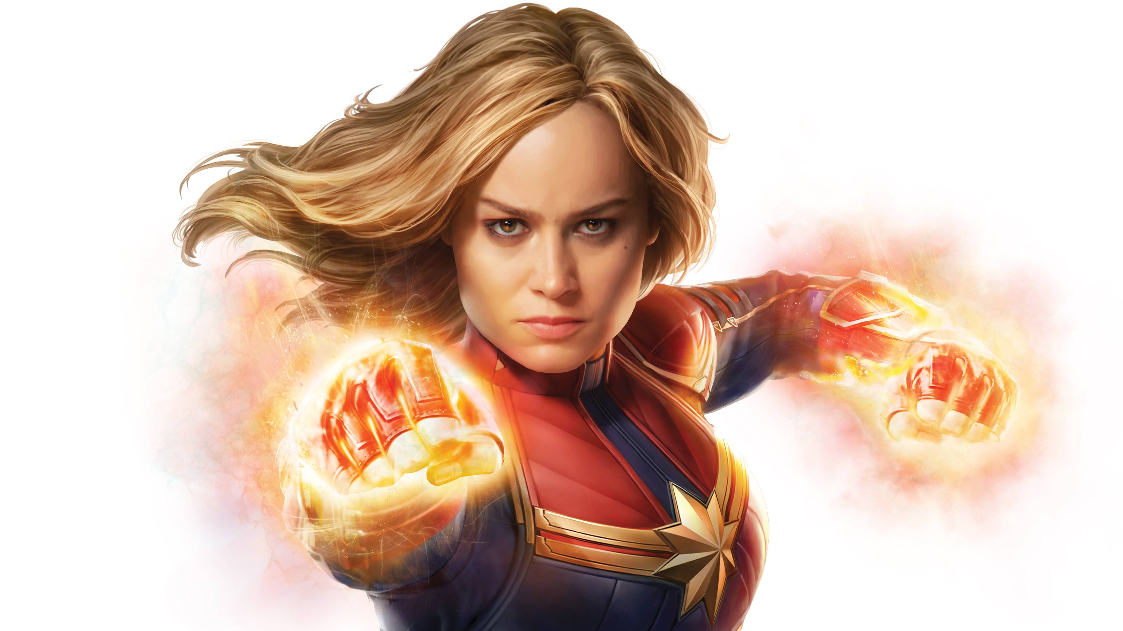 Brie Larson as Captain Marvel 4K Wallpaper