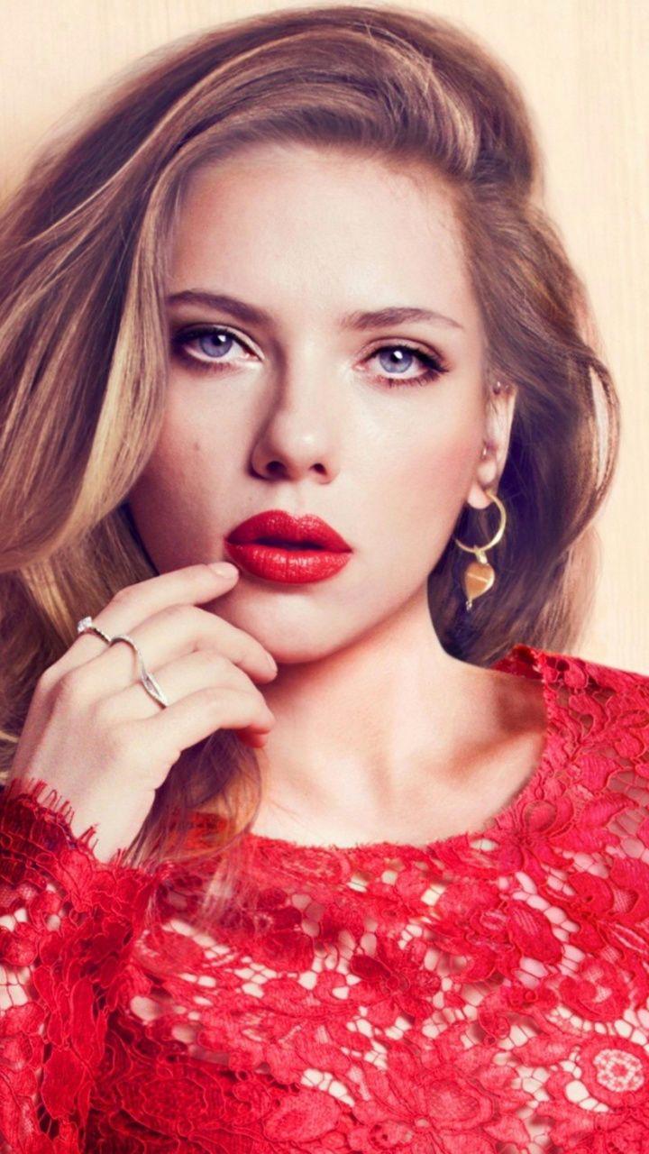 Scarlett Johansson, red lips, 720x1280 wallpaper. Celebrity