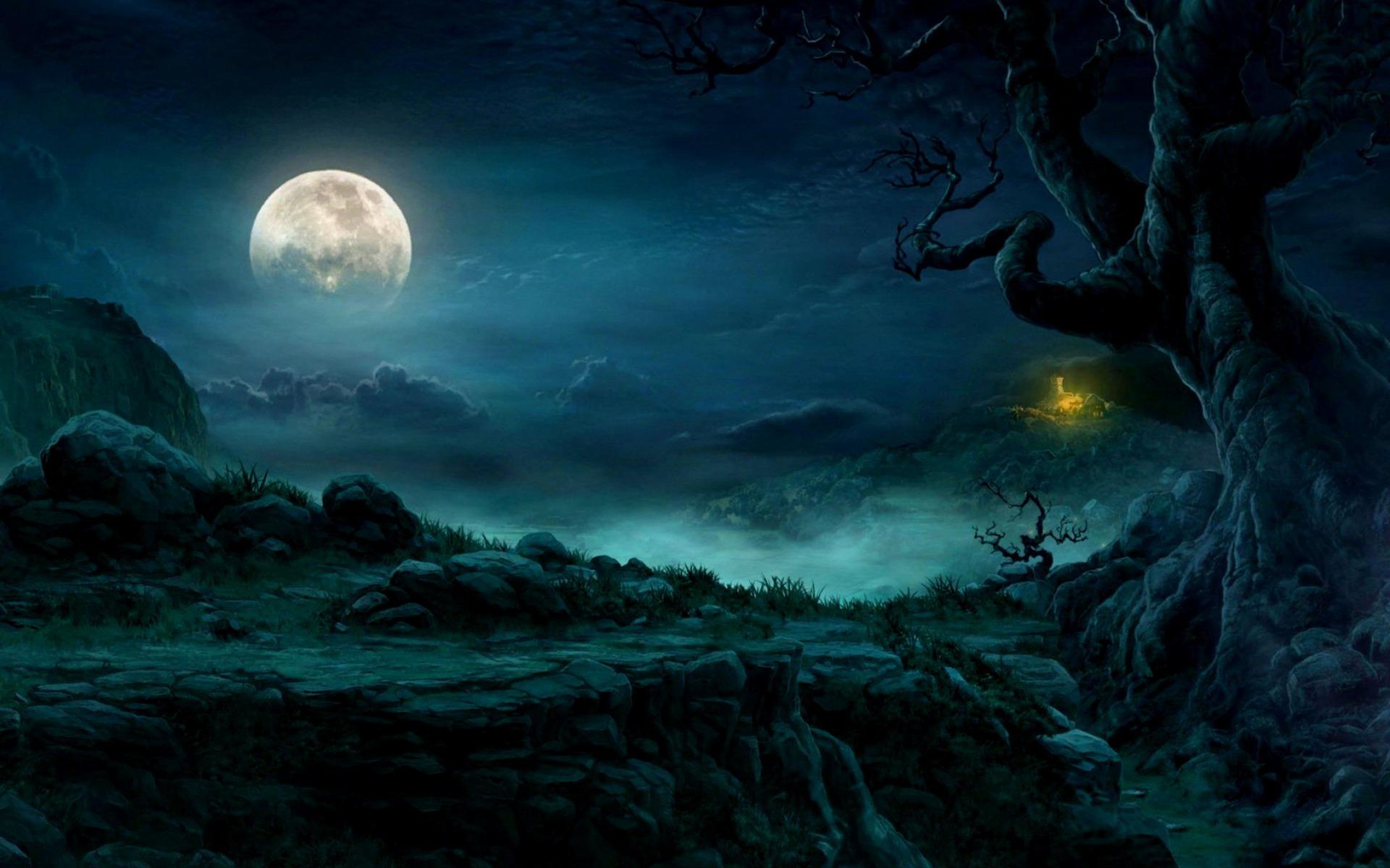 Mysterious Night Full Moon wallpaper. Mysterious Night Full Moon