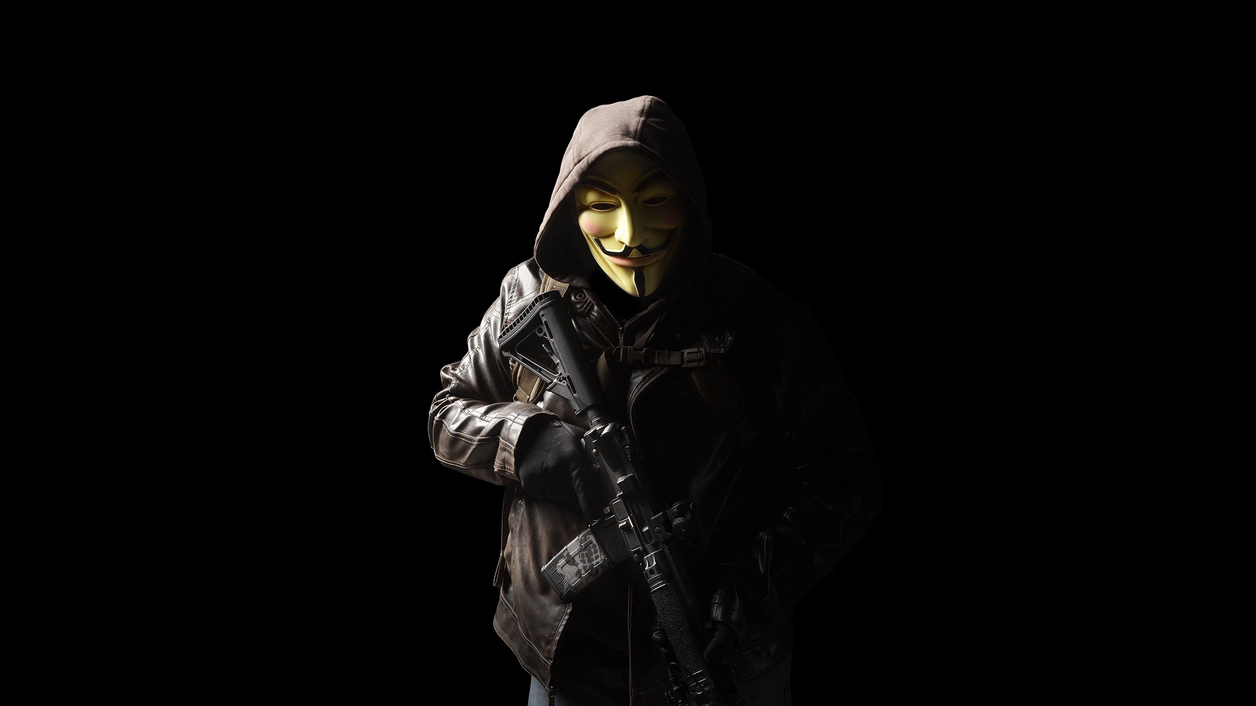 Anonymous Mask Person With Gun 5k, HD Others, 4k Wallpaper, Image