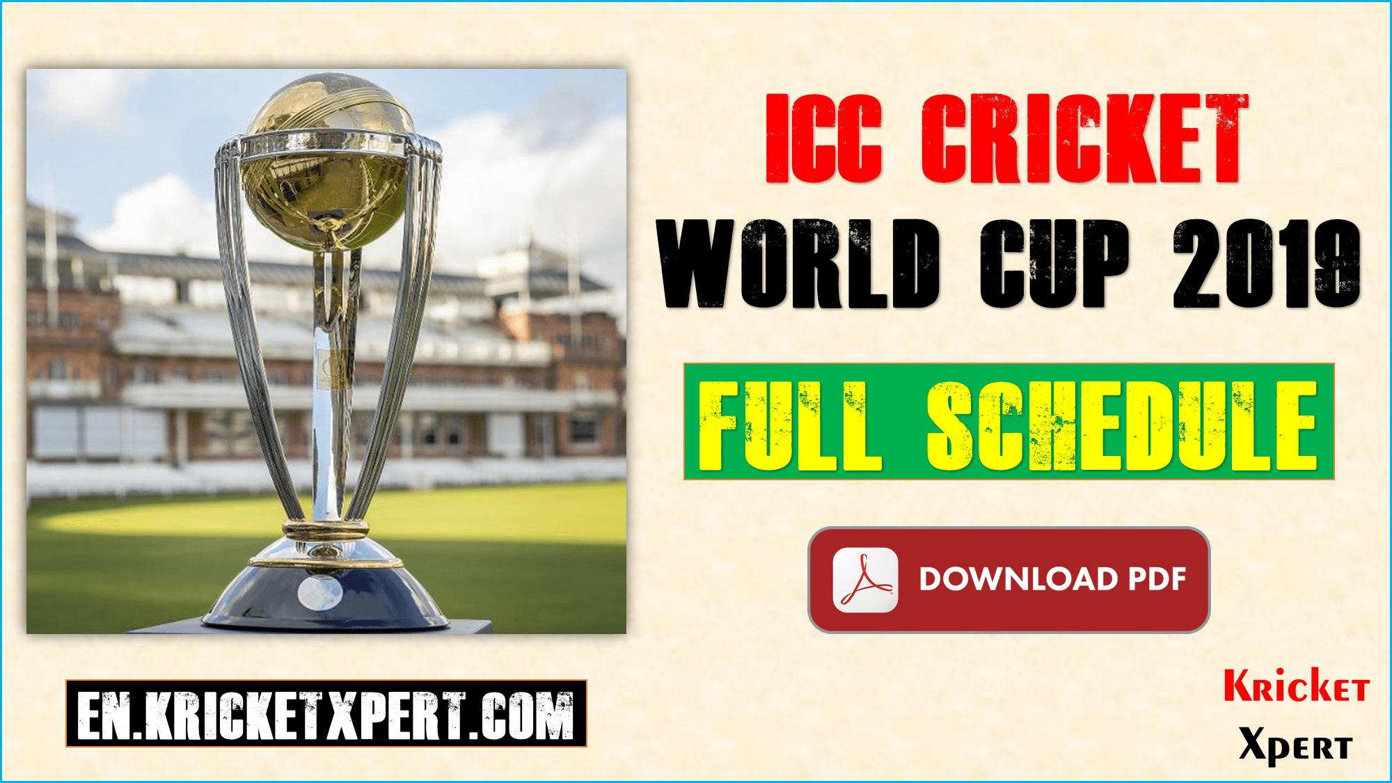 ICC Cricket World Cup 2019 Schedule pdf Download