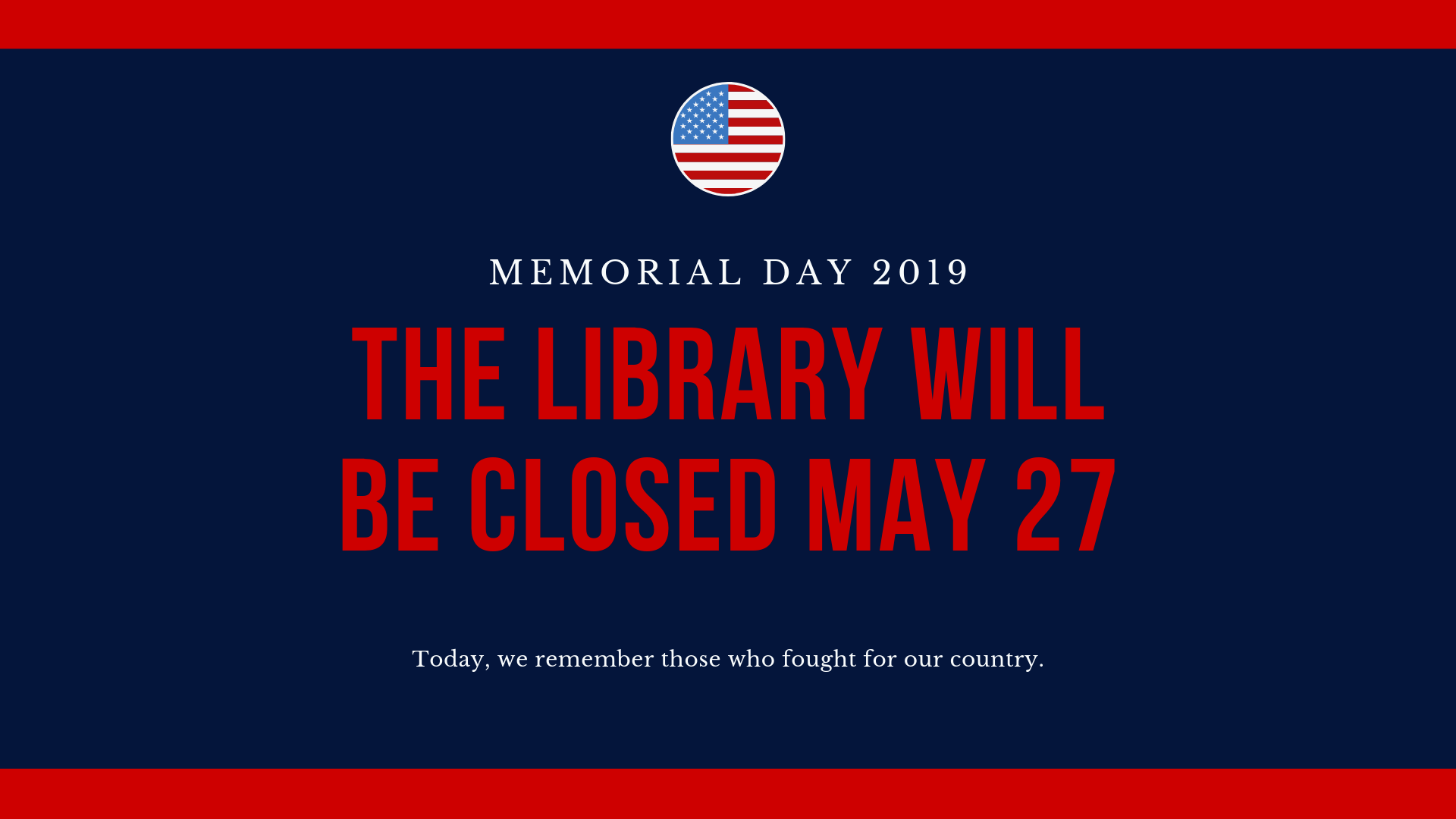 Memorial Day Closure Public Library
