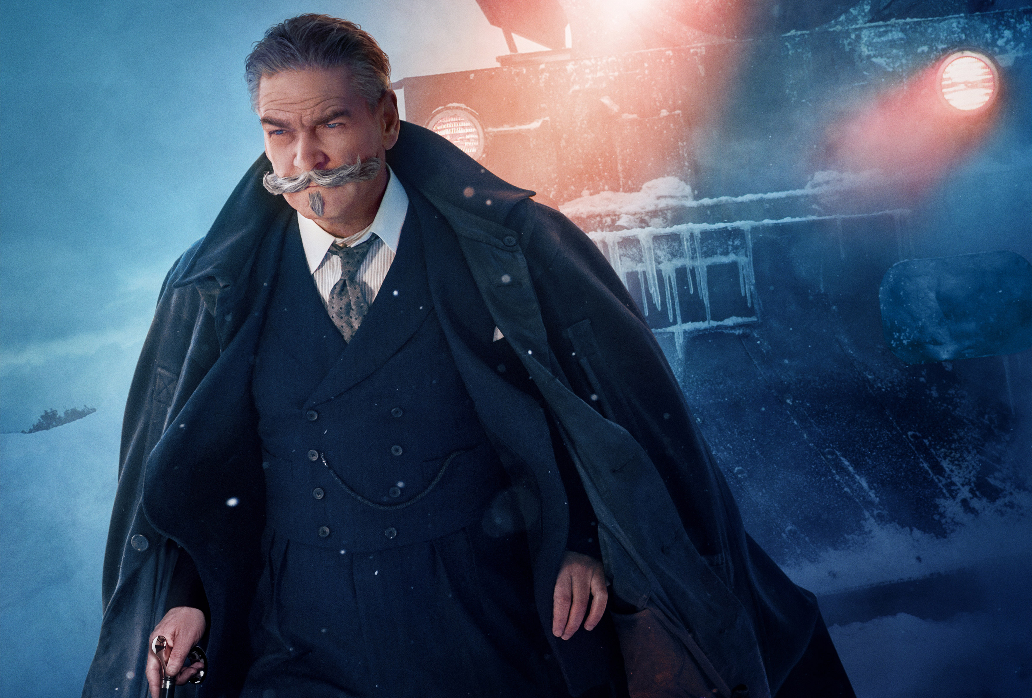 Kenneth Branagh As Hercule Poirot In Murder On The Orient Express 4k