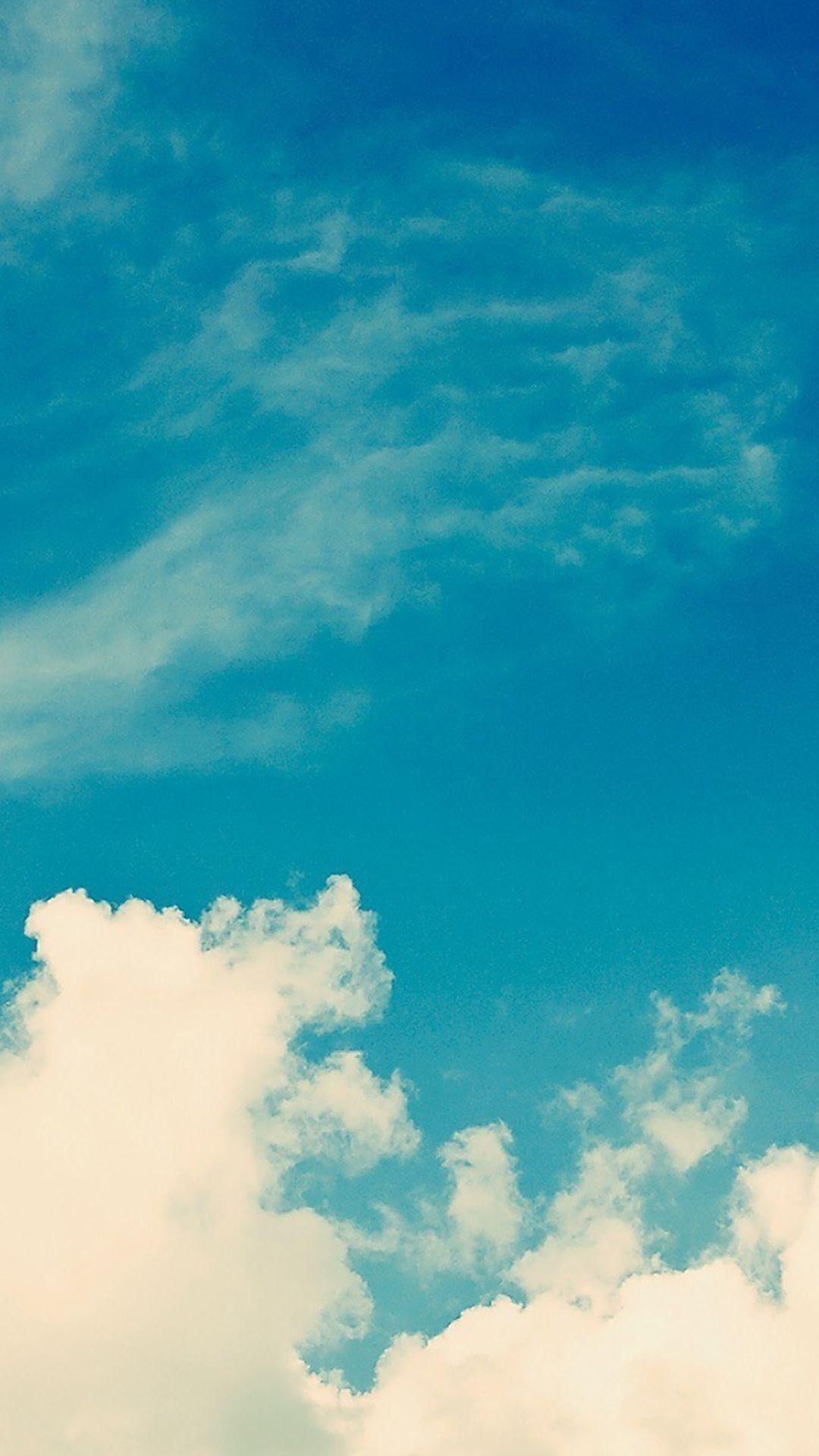 White Vintage Clouds Blu Sky iPhone 6 Plus HD Wallpaper. Image