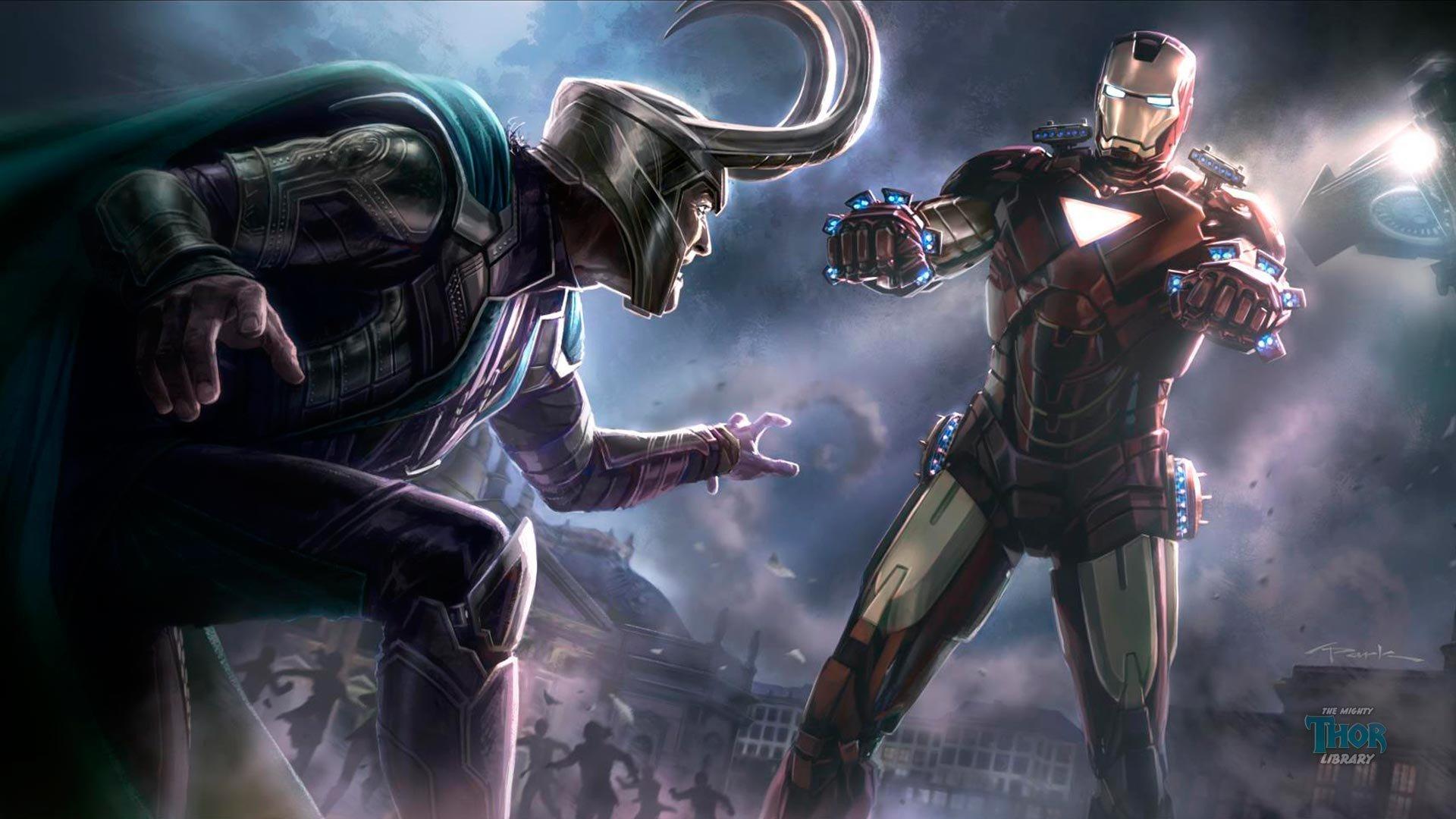 Iron Man comics concept art The Avengers Loki armored suit Loki