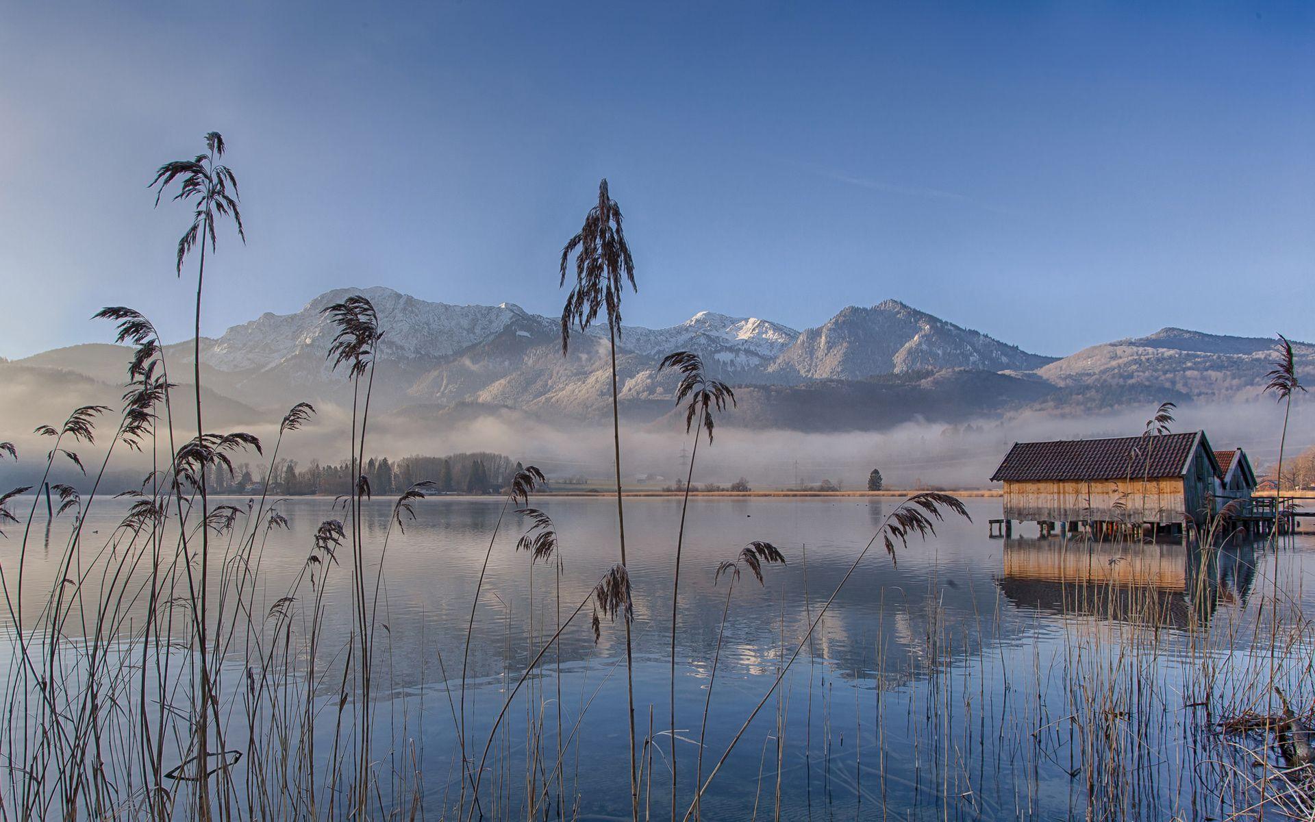 Lake Eichsee Bavaria Germany Morning Fog. Beautiful Places