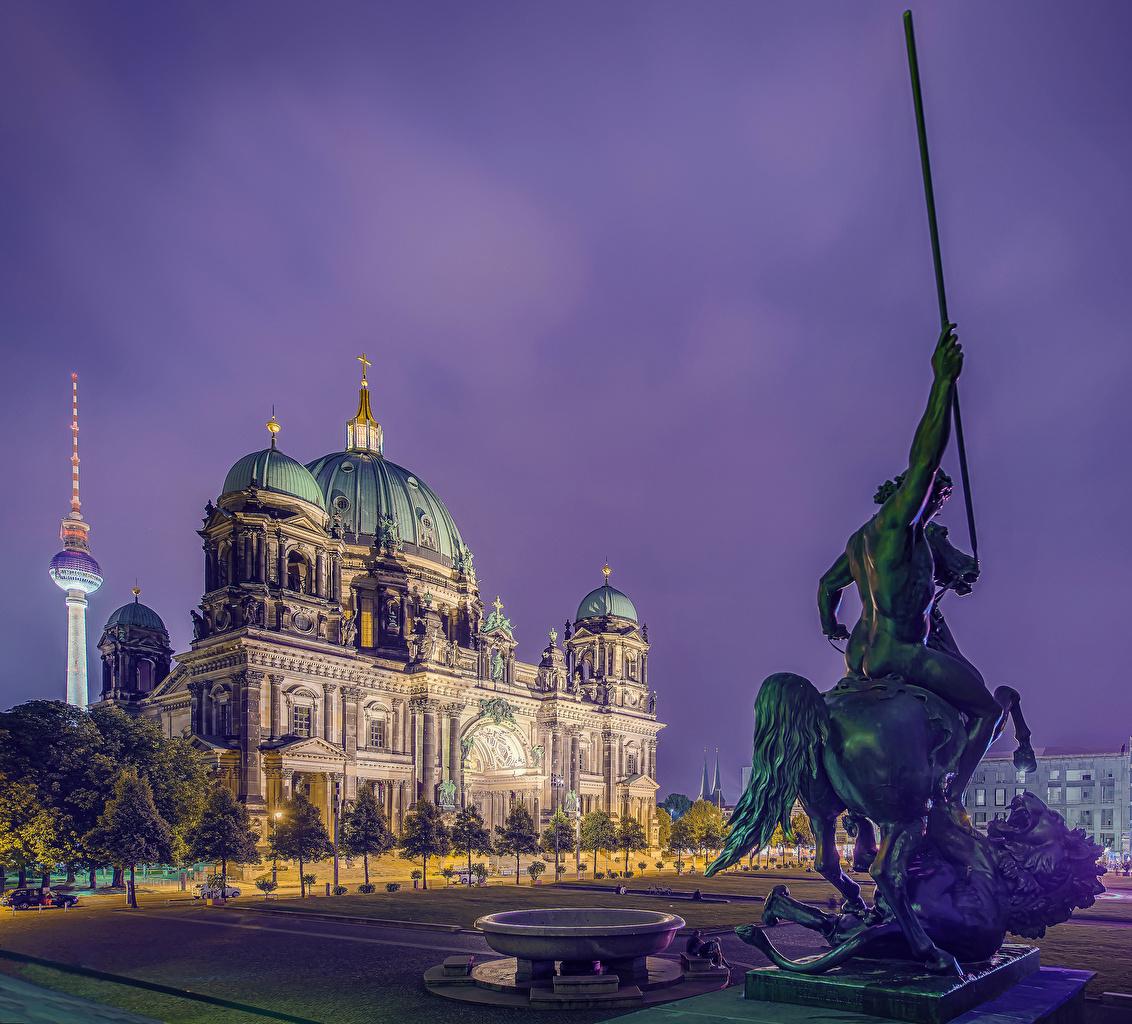 Wallpaper Berlin Cathedral Germany Monuments Evening Temples Cities