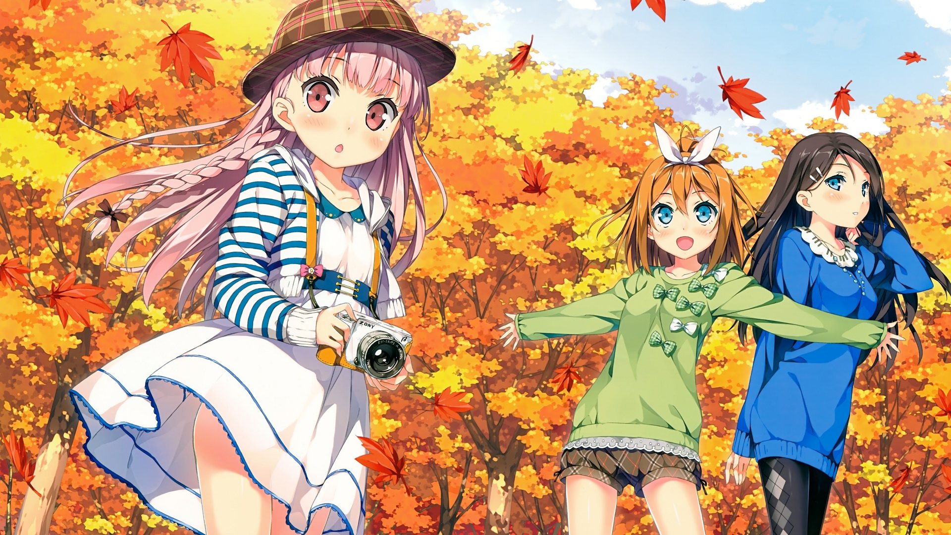 Anime Autumn Girl Scenery HD Wallpaperx1080