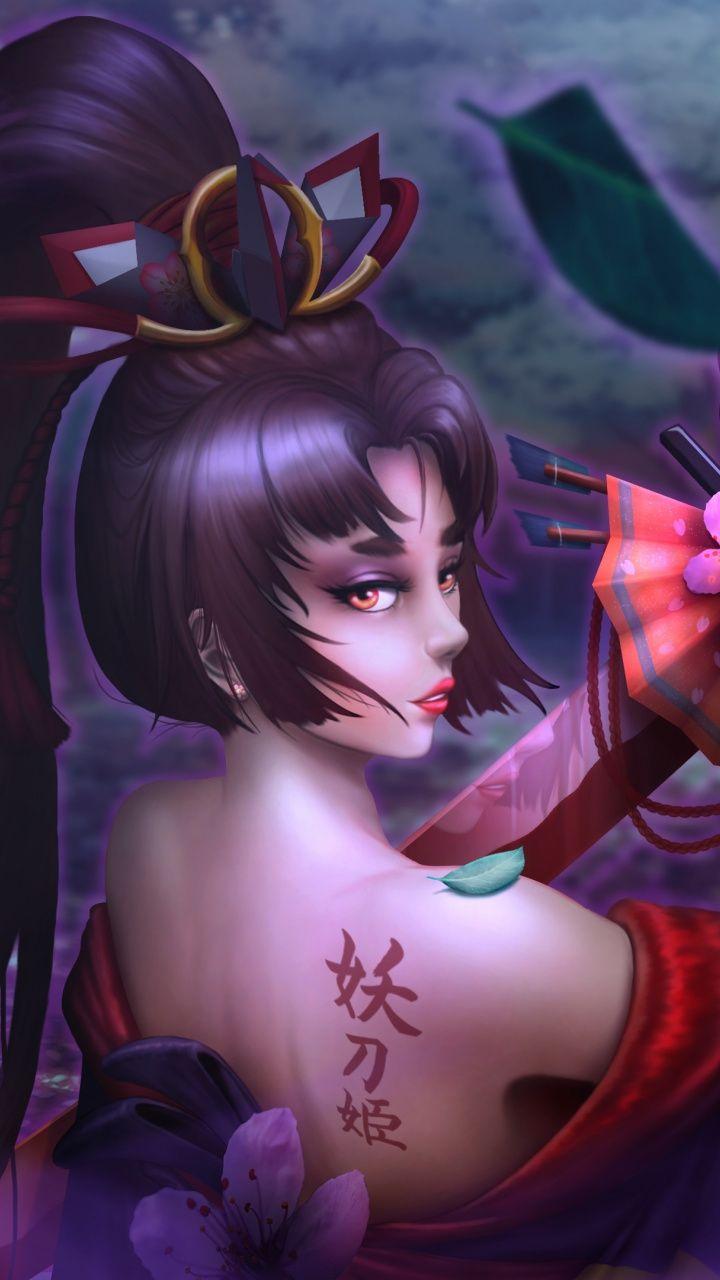 Onmyoji, Yoto Hime, cursed blade, anime, artwork, warrior, 720x1280