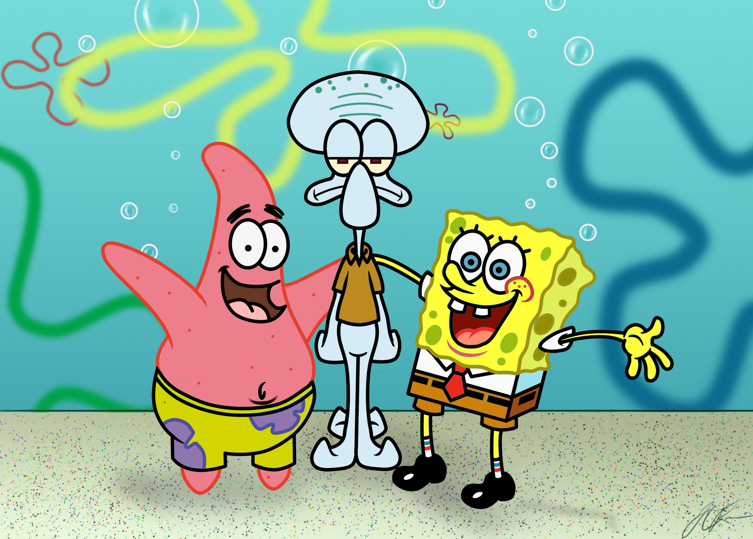Spongebob Squarepants and Friends Background Image for MacBook