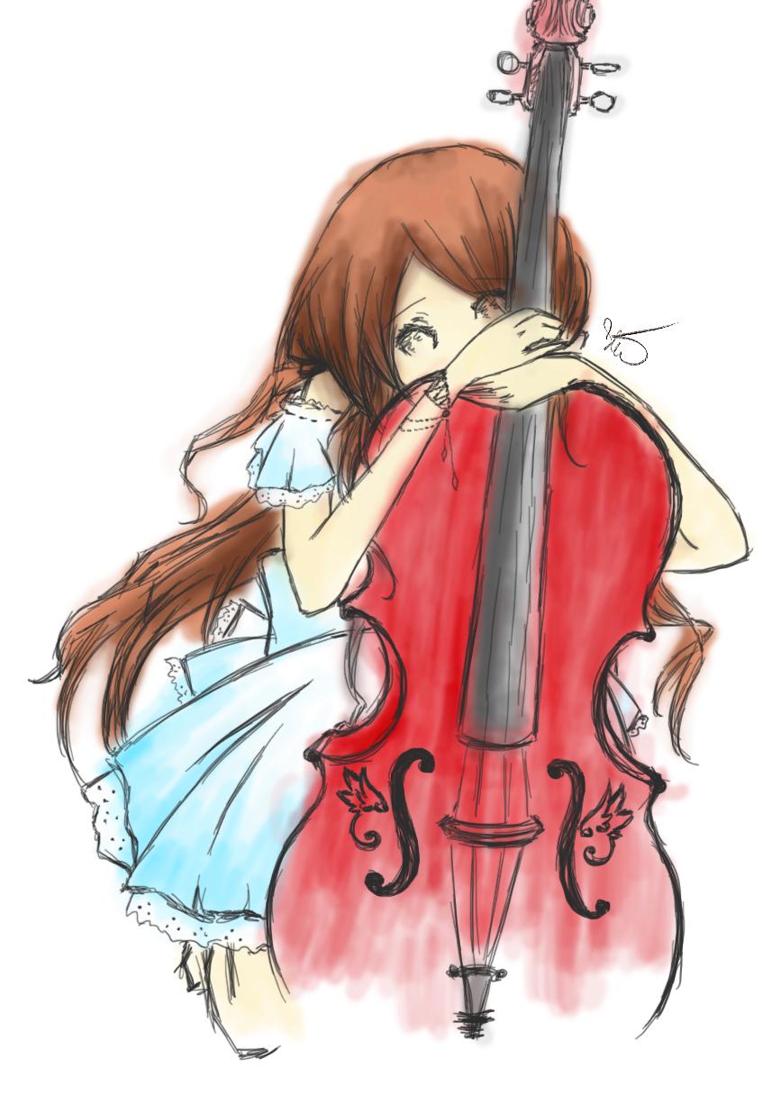 Anime Girl Playing Cello