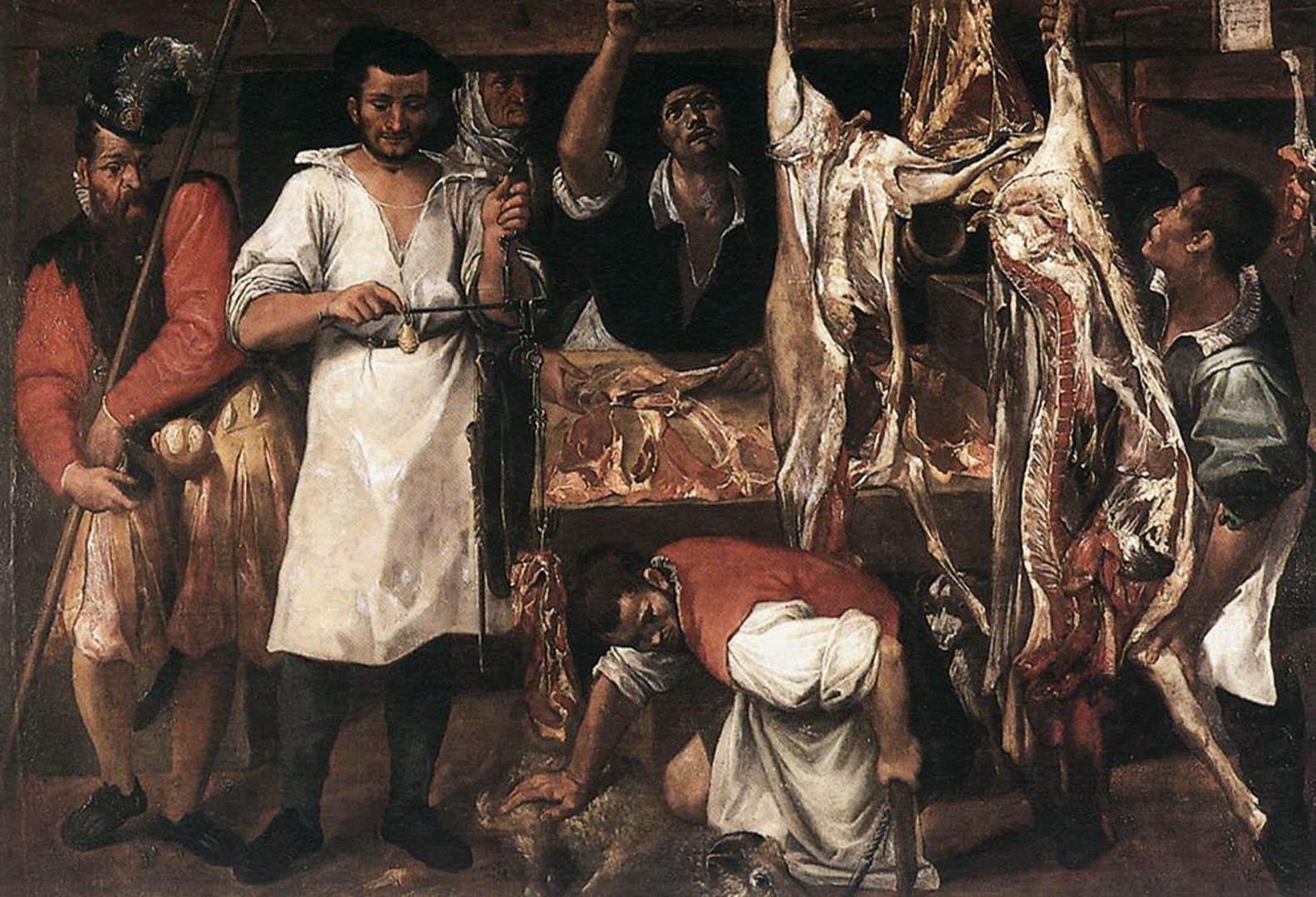 Butchers Shop italian baroque annibale carracci art wallpaper